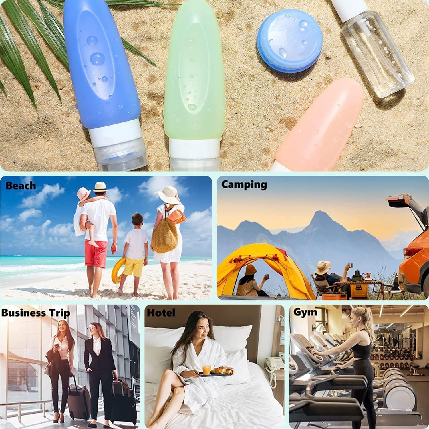 POLENTAT 17 Pcs TSA Approved Silicone Travel Bottles for Toiletries - Leak Proof Travel Size Containers for Shampoo, Lotion & Cosmetics - Perfect for Airplane Carry On, Gym & Vacation Essentials