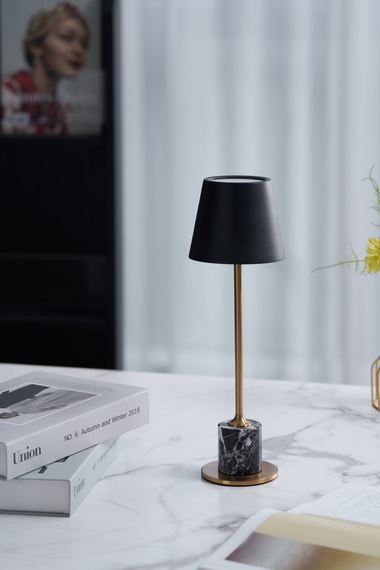 Lirio Mini Marble Table Lamp - Elegant Nightstand & Bedside Lighting for Bedroom, Living Room, Office Decor