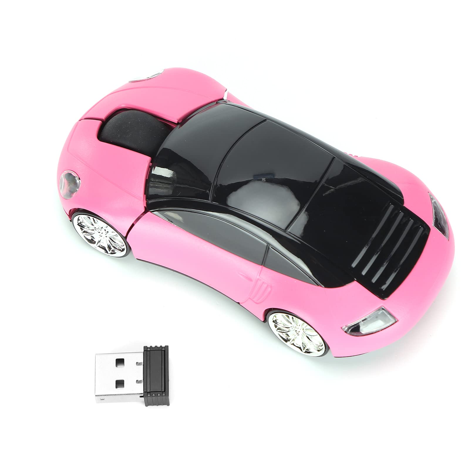 ASHATA 2.4GHz Wireless Gaming Mouse - 3D Sport Car Shape with USB Receiver for PC, Computer & Laptop (Pink) | Ergonomic Design for Gaming, Office & Home Use