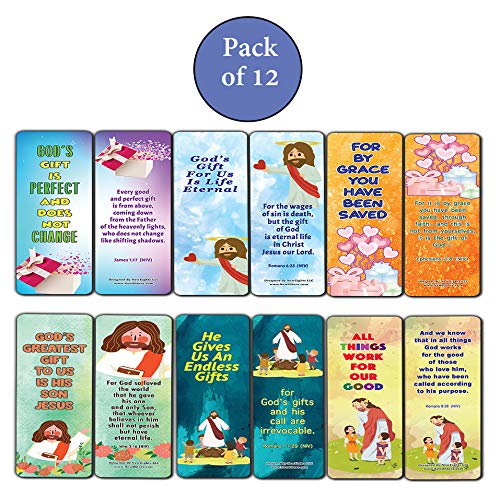 Bible Verse Bookmarks - 12-Pack Christian Gifts for Kids, Stocking Stuffers & Birthdays