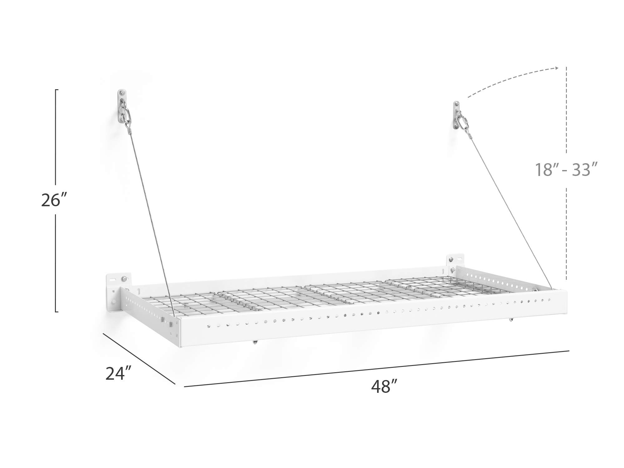 NewAge Products Pro Series 2' x 4' White Wall Mounted Steel Shelf - Heavy Duty Garage Storage for Overhead Organization - Perfect for Garage, Basement, Workshop & Utility Room Storage Solutions