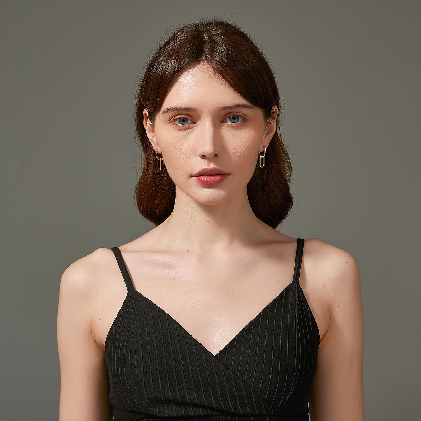 18K Gold Plated Paperclip Chain Link Earrings for Women - Trendy Rectangle Drop Dangle Hoop Earrings - Elegant Statement Jewelry Gift for Wedding, Party & Everyday Wear