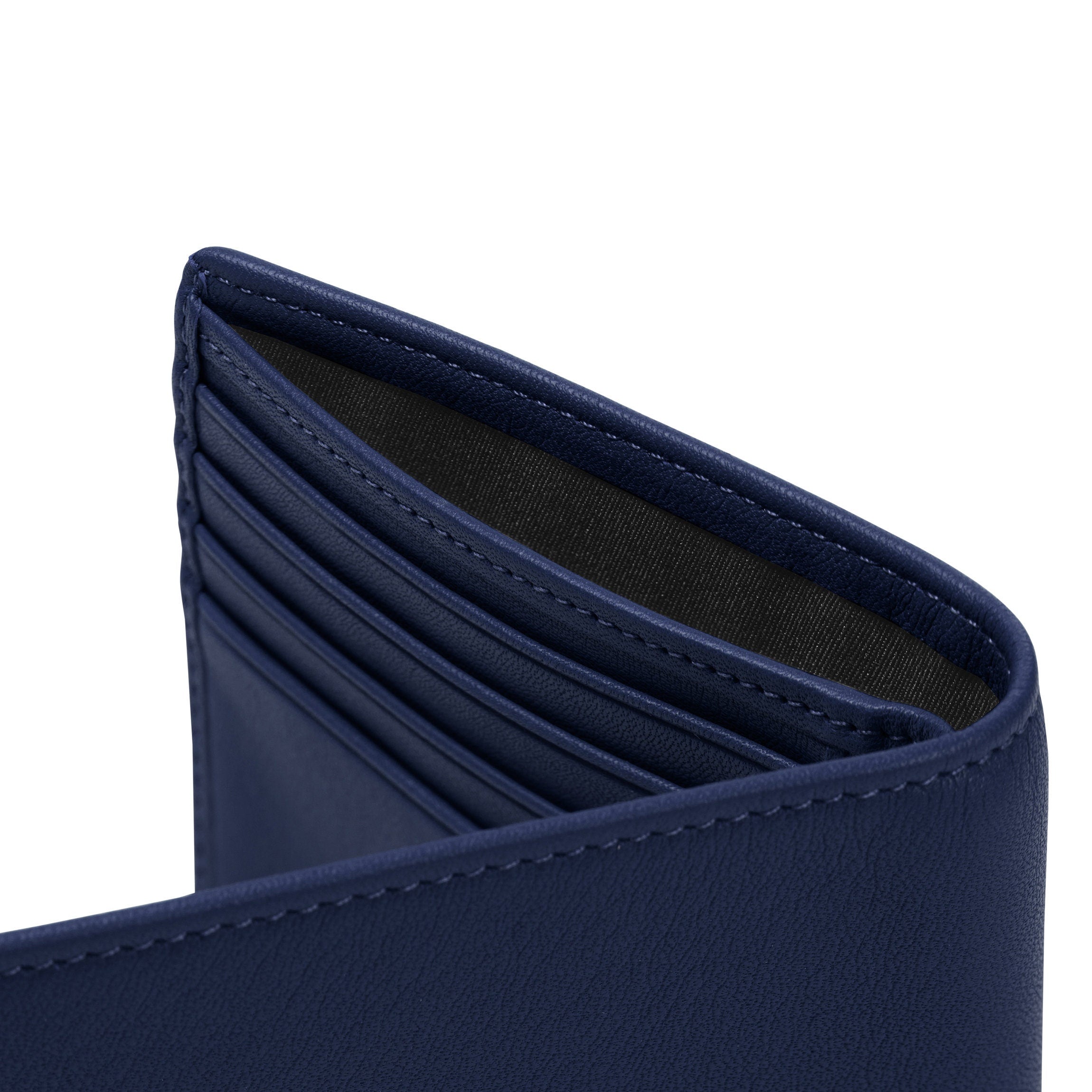 Premium Bifold Wallet for Men - Genuine Leather Navy Blue RFID Blocking - Slim Minimalist Design for Everyday Carry & Travel
