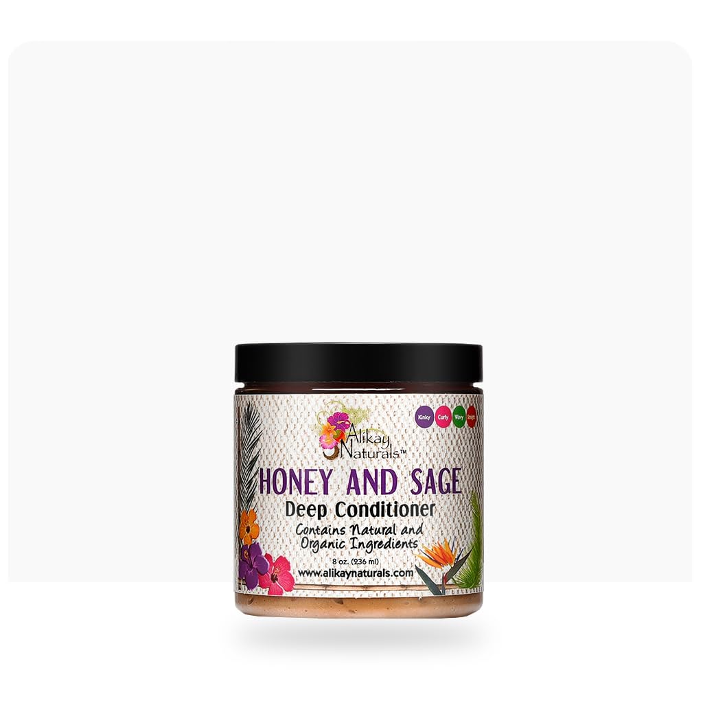 Alikay Naturals Honey & Sage Deep Conditioner - 16oz Natural Hair Treatment with Honey, Babassu & Sage - Intense Moisture for Dry, Damaged & Curly Hair - Perfect for Salon-Quality At-Home Hair Care