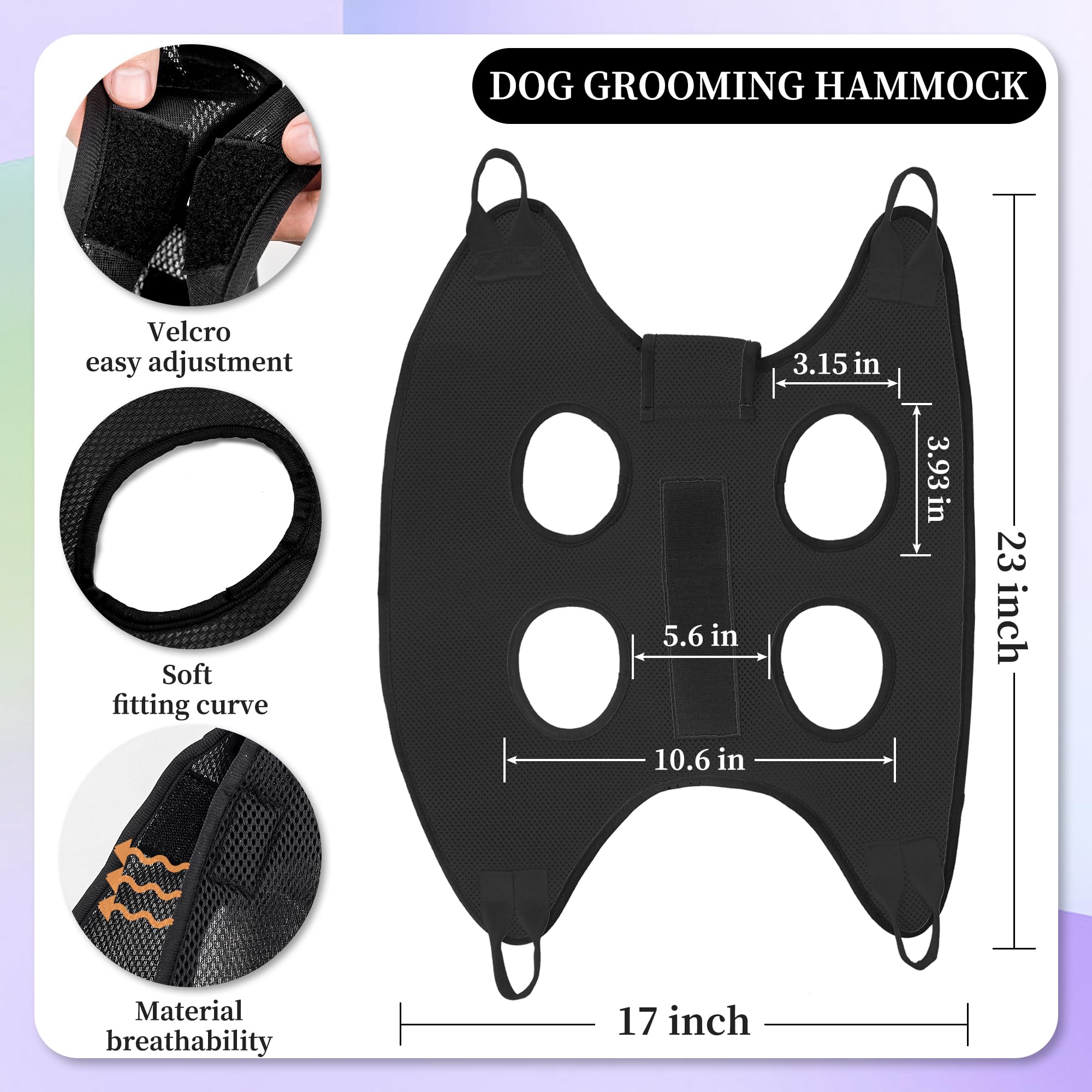 Small Dog Grooming Hammock for Nail Trimming - Pet Sling Harness for Safe Nail Clipping (Black, Size S) - Perfect for Home Grooming & Vet Visits