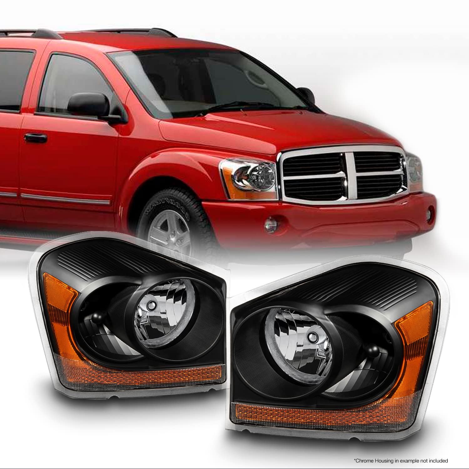 AKKON Replacement Headlights for Dodge Durango - Black Bezel LED Headlamps Pair (Driver & Passenger Side) | OE Style Direct Fit | Perfect for Night Driving & Off-Road Adventures