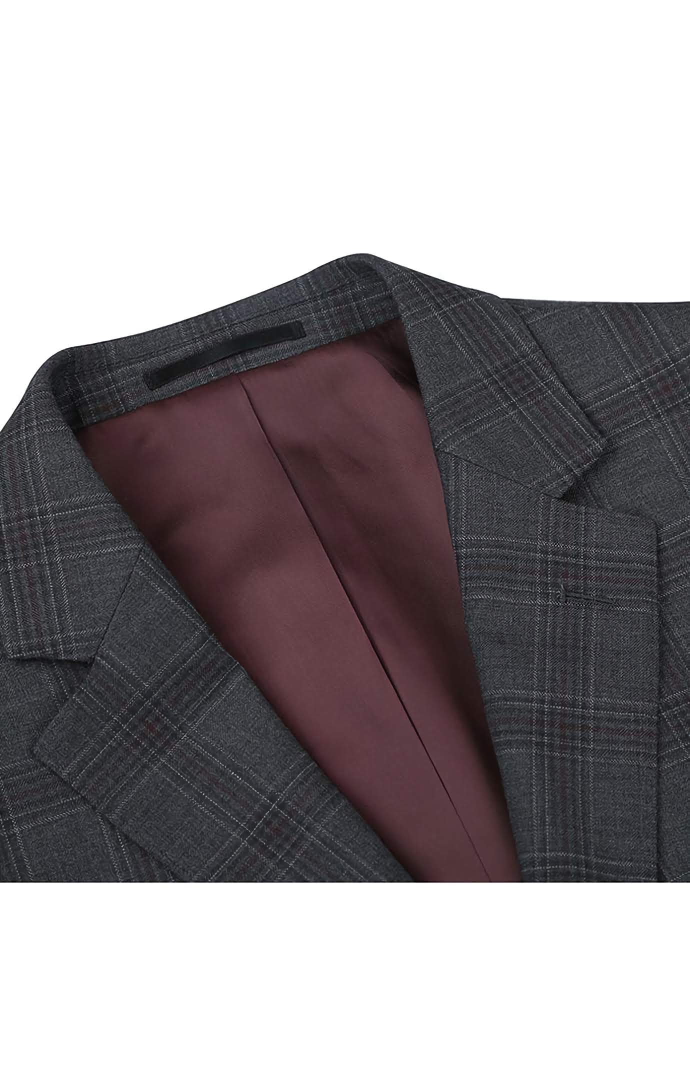 100% Wool Men's Dress Suit 2-Piece Set - Regular Fit 2-Button Business Attire in Dark Gray | Perfect for Office Wear, Weddings & Formal Events