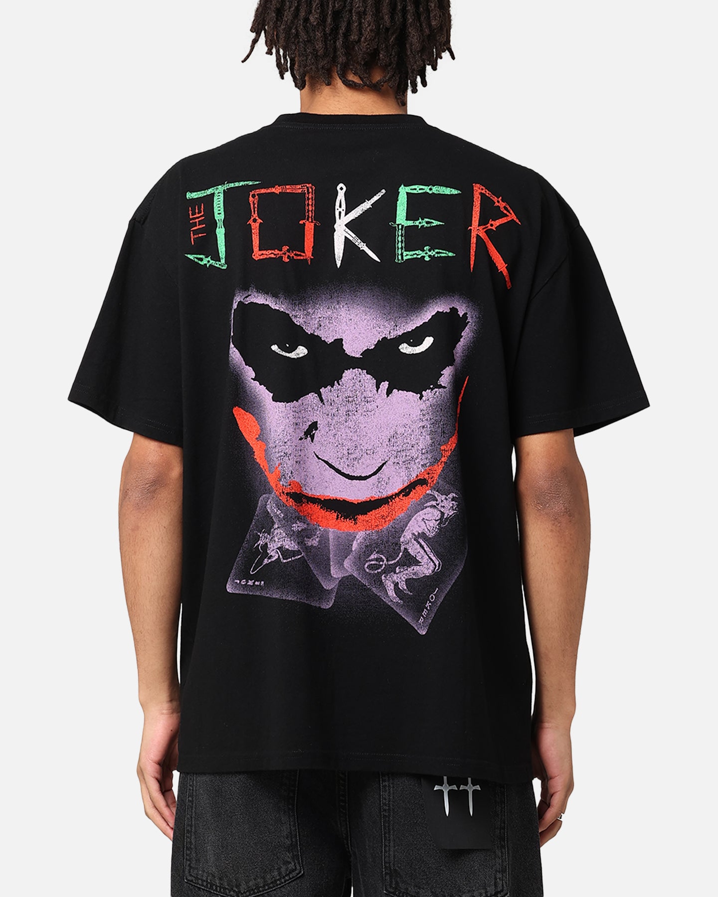 DC Batman The Joker Scars Graphic T-Shirt for Men - Black Cotton Vintage Heavyweight Tee - Perfect for Cosplay, Comic Con & Superhero Fans