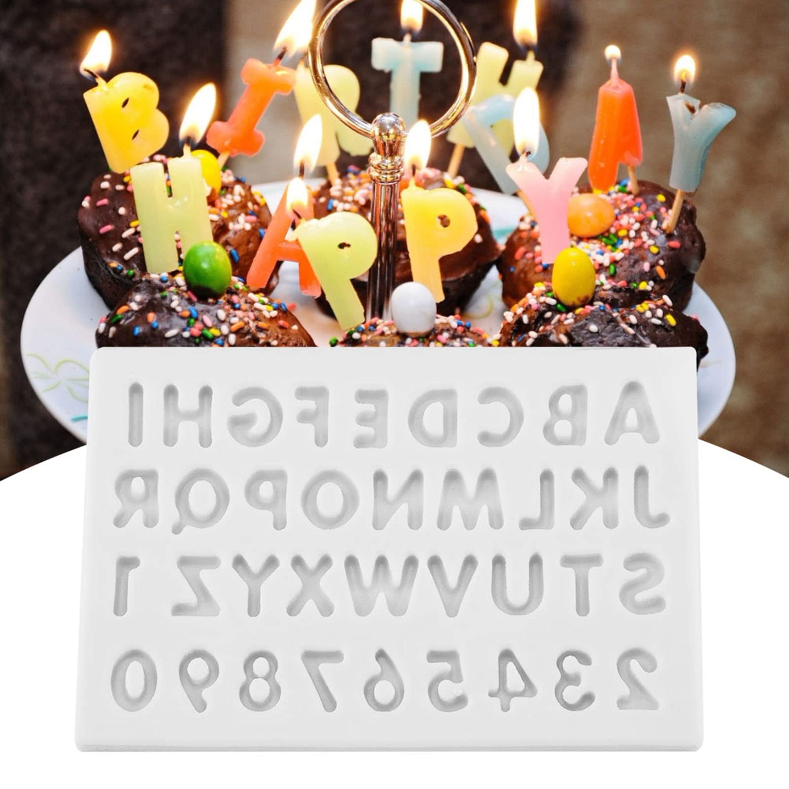 Premium Silicone Letter Molds for Candy, Cake, Fondant & Chocolate Decorating – Gray | DIY Baking Tools for Parties, Weddings & Holidays