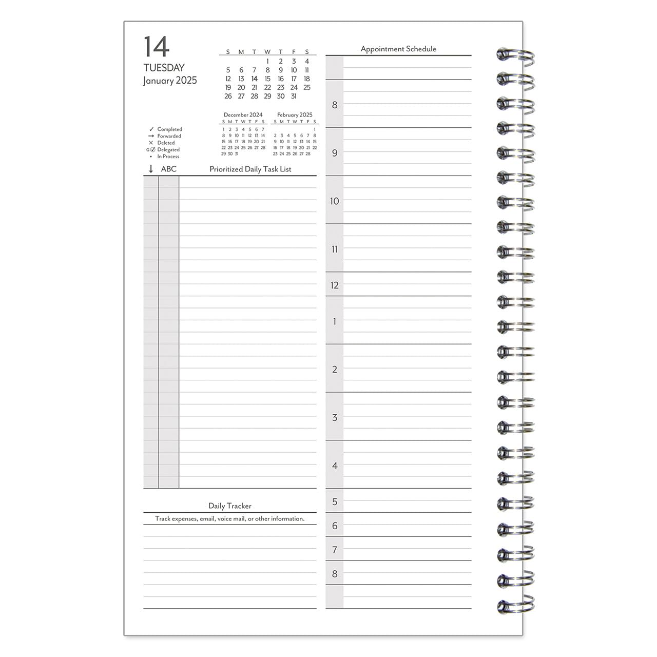 FranklinCovey 2025 Daily Planner - Two Page Per Day Wire-Bound Organizer (Classic, January to December) | Perfect for Goal Setting, Time Management & Productivity | Office, School & Home Use