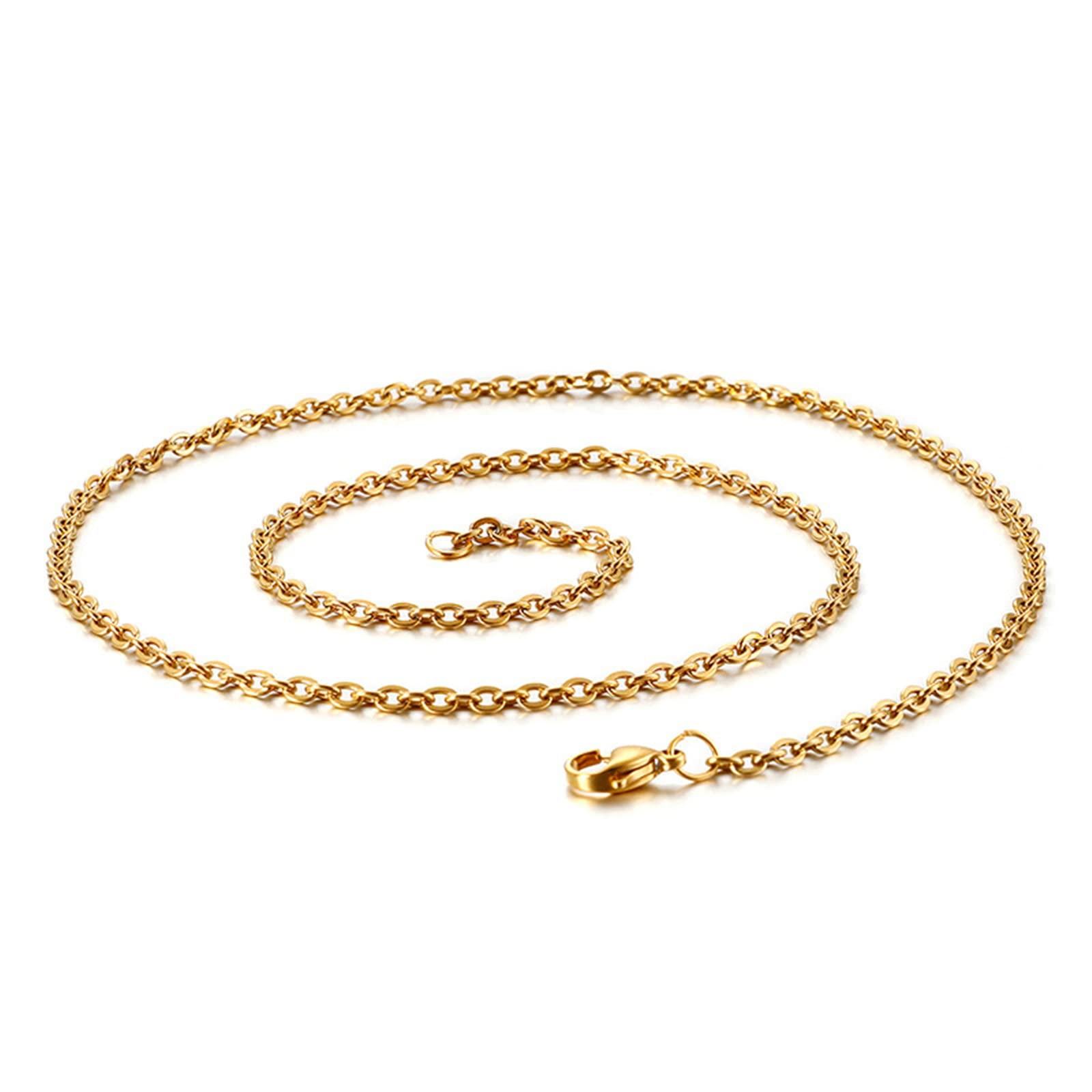Premium Titanium Chain Necklace for Men & Women - 45CM Gold Stainless Steel Link Necklace 2.4MM - Durable Unisex Jewelry for Everyday Wear, Gifts & Special Occasions