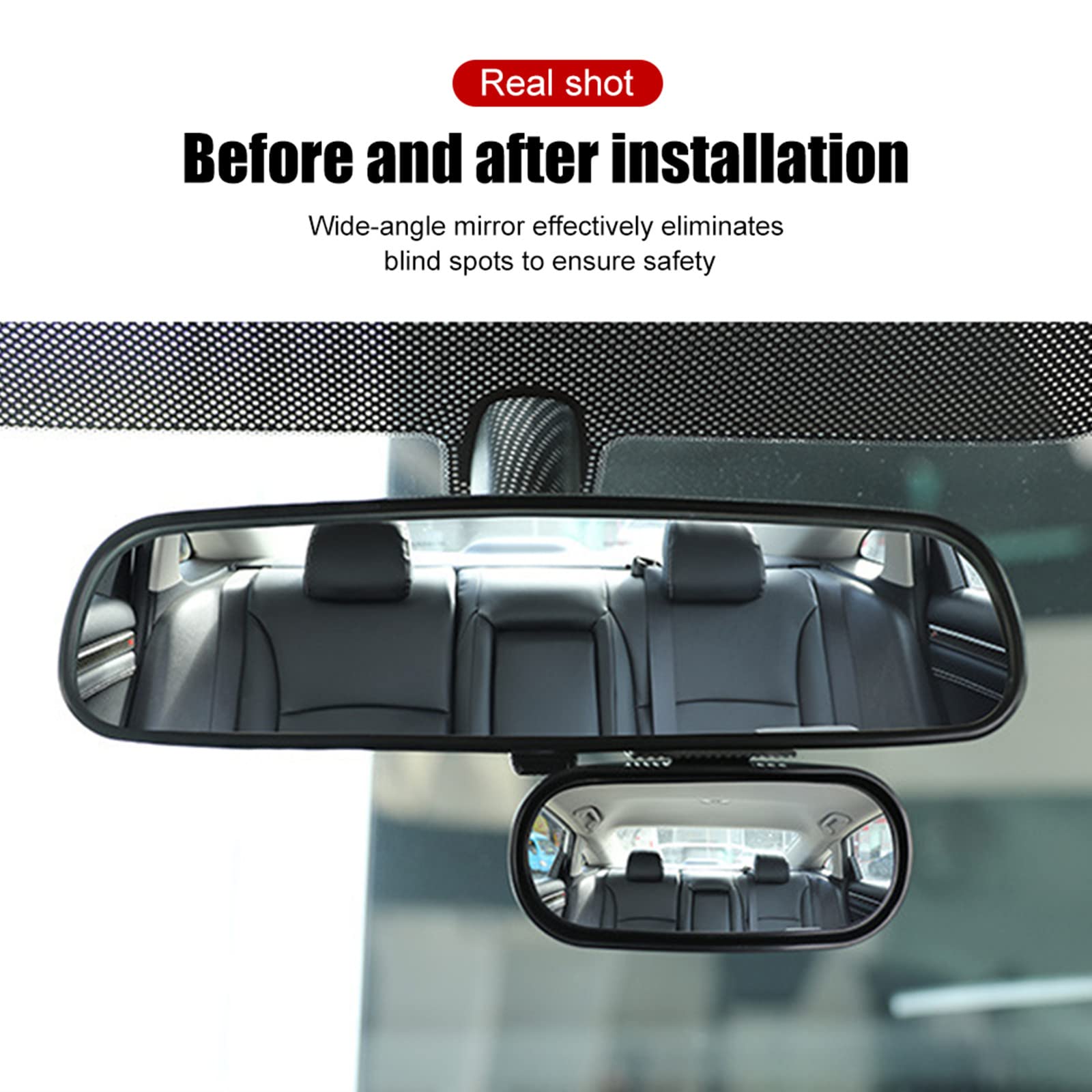 360° Adjustable Blind Spot Mirror for Cars, Trucks & SUVs - Wide Angle Convex Rearview Mirror with Self-Adhesive Universal Fit - Enhance Driving Safety (Black) - Perfect for Highway Merging & Parking Assistance