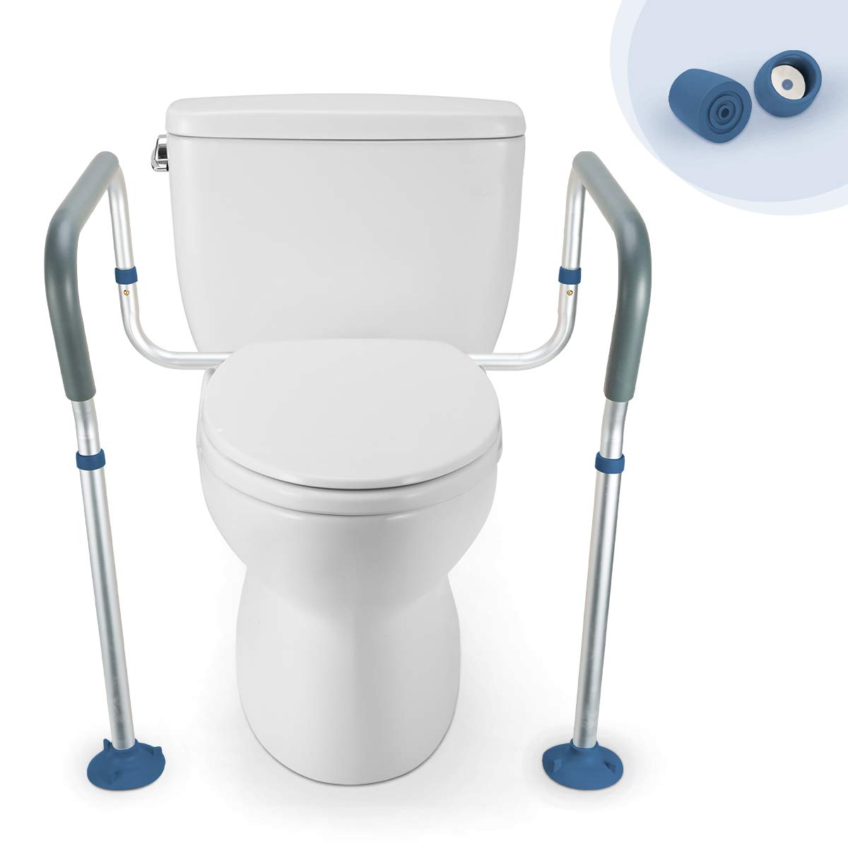 GreenChief Adjustable Toilet Safety Rail - Bathroom Handrails for Elderly, Handicapped & Disabled - Medical Toilet Seat Assist Frame with 2 Extra Rubber Tips - Ideal for Home Care & Senior Safety