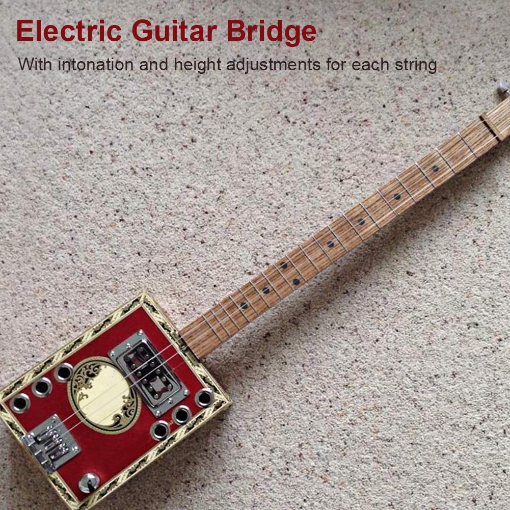 3-String Electric Guitar Bridge - Zinc Alloy Fixed Bridge Replacement for 3 String Guitars | Durable & Stable Silver Guitar Bridge Part | Perfect for Blues, Slide & Lap Steel Guitar Players