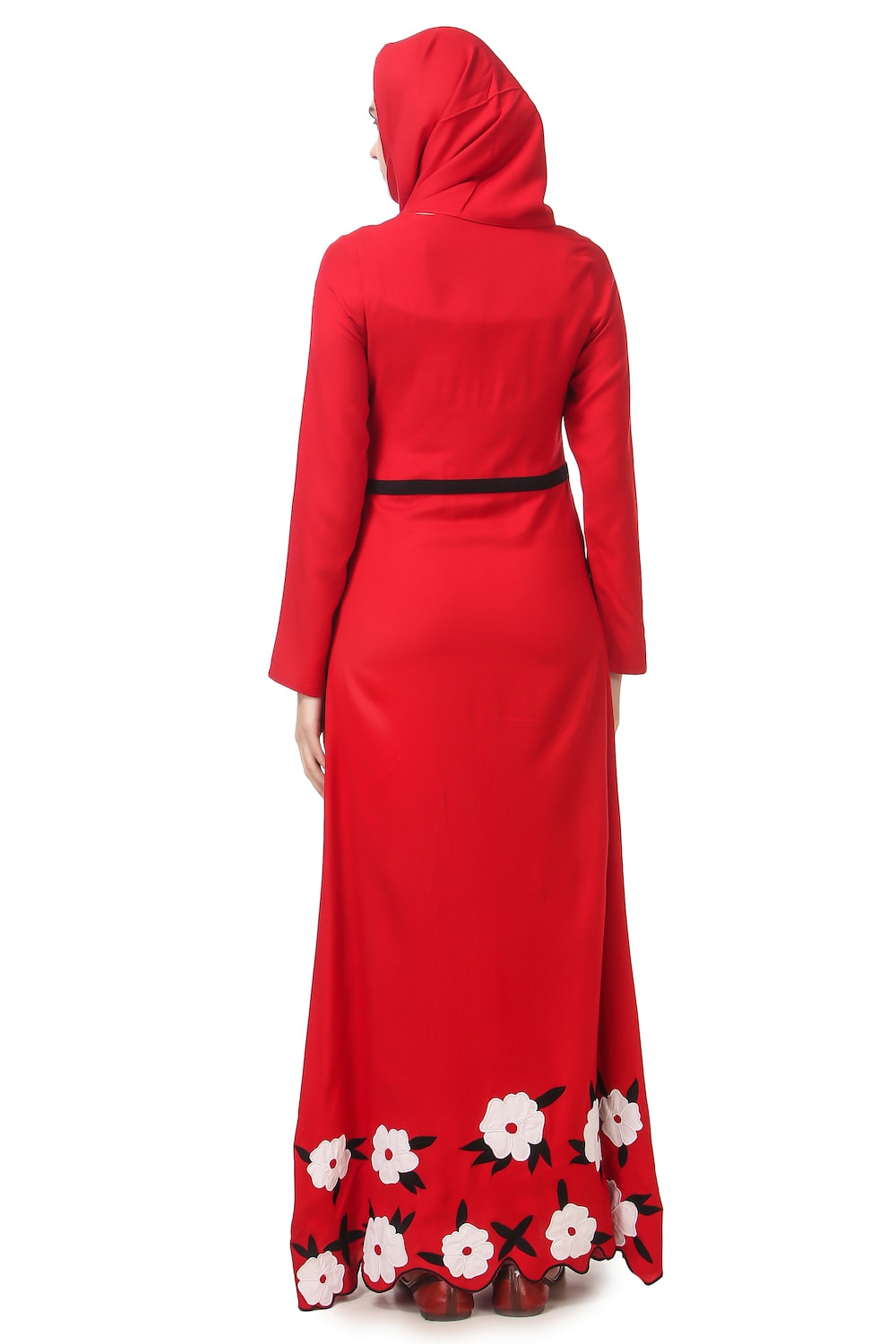 Embroidered Scalloped Bottom Rayon Abaya Dress - Modest Muslim Prayer Dress for Women - Perfect for Eid, Ramadan & Mosque Wear