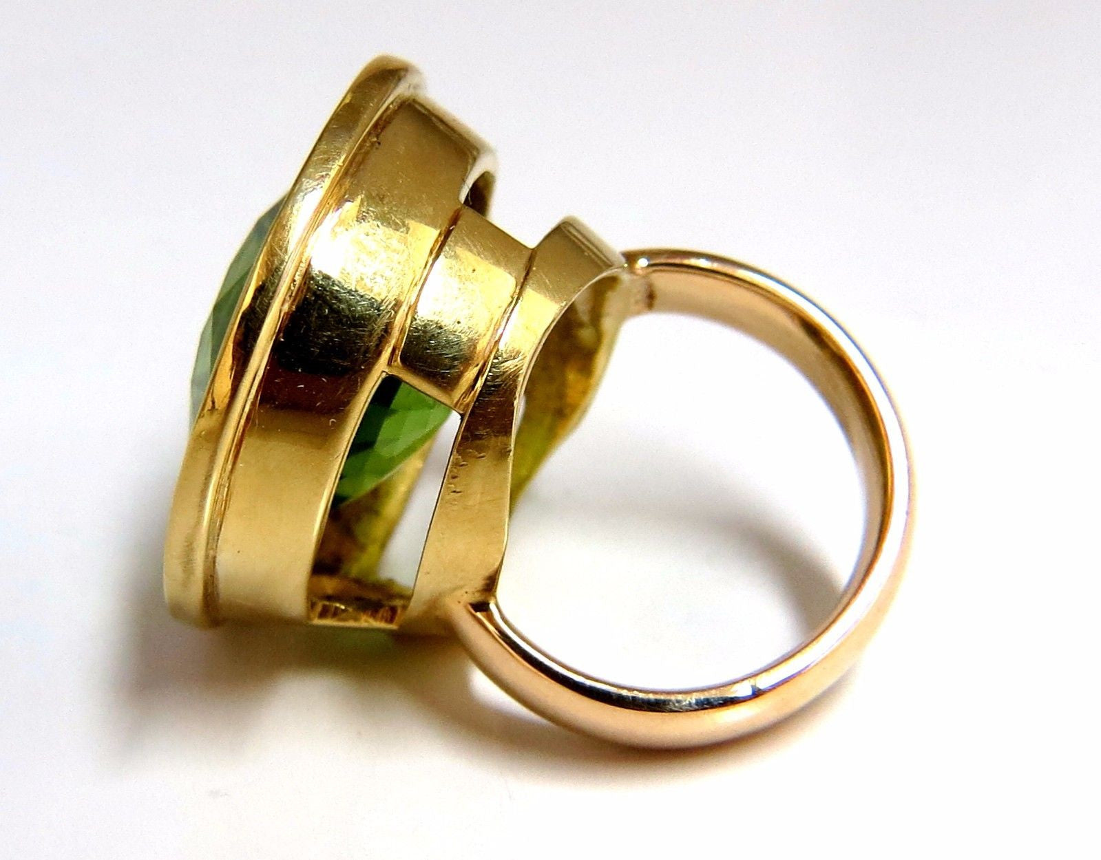 22.50ct Natural Green Peridot & Diamond Demantoid Ring in 14K Gold - Elegant Birthstone Jewelry for August, Perfect for Engagement, Anniversary & Special Occasions