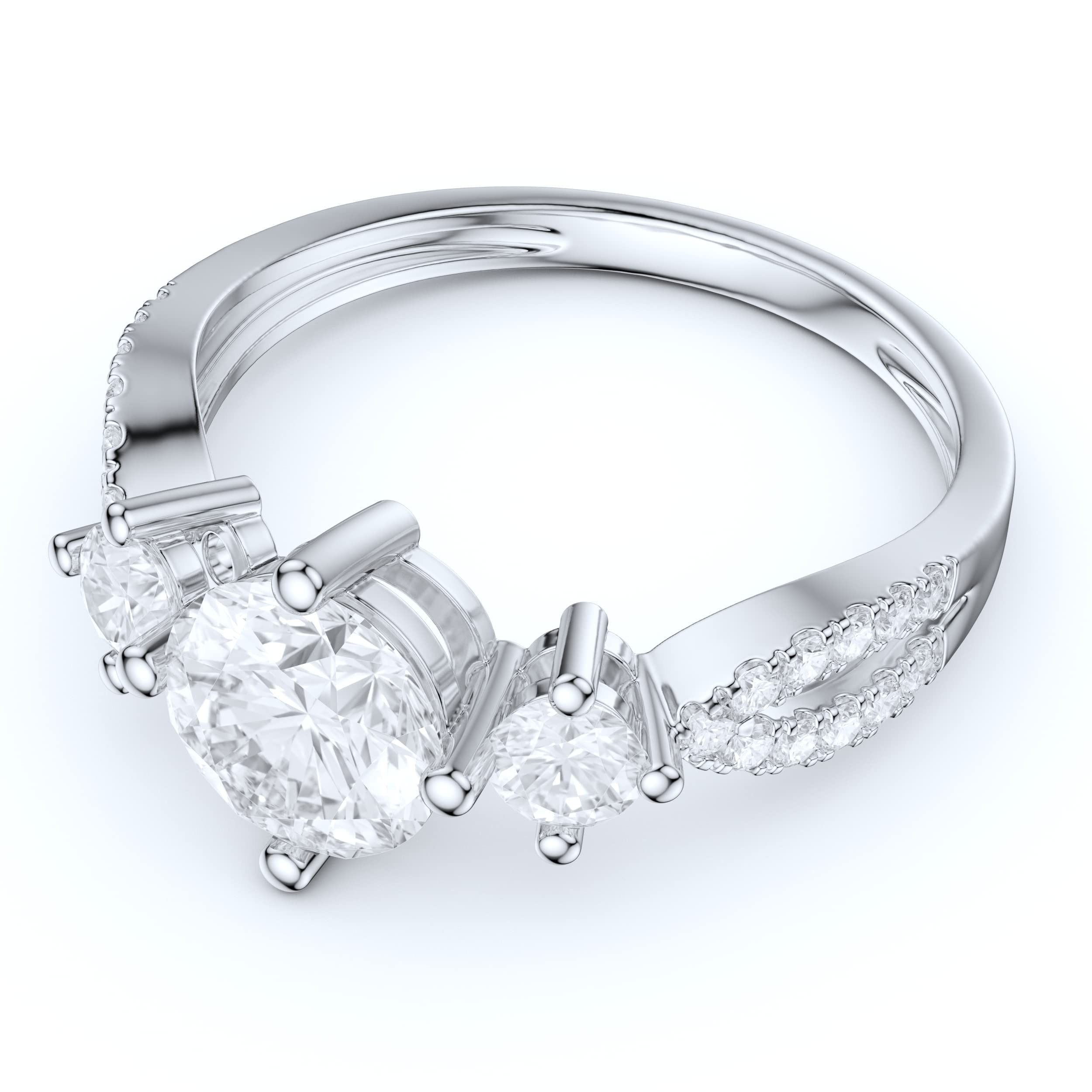 14K White Gold Pave Split Shank 1 Carat Simulated Diamond or Genuine Moissanite Engagement Ring, Promise Ring for Women - Perfect for Proposals, Anniversaries & Special Occasions