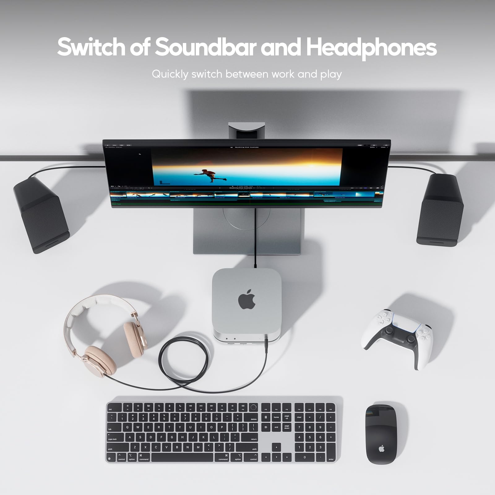 Mac Mini M4 Hub Stand with 4TB M.2 SSD Enclosure (SSD Not Included) - Mac Mini M4/M4 Pro Dock with HDMI 4K 60Hz, USB C Hub for 2024 Mac Mini - 3 USB A 2.0 Ports, SD/TF Card Reader, 3.5mm Audio Jack - Perfect for Home Office, Gaming & Media Center Setup