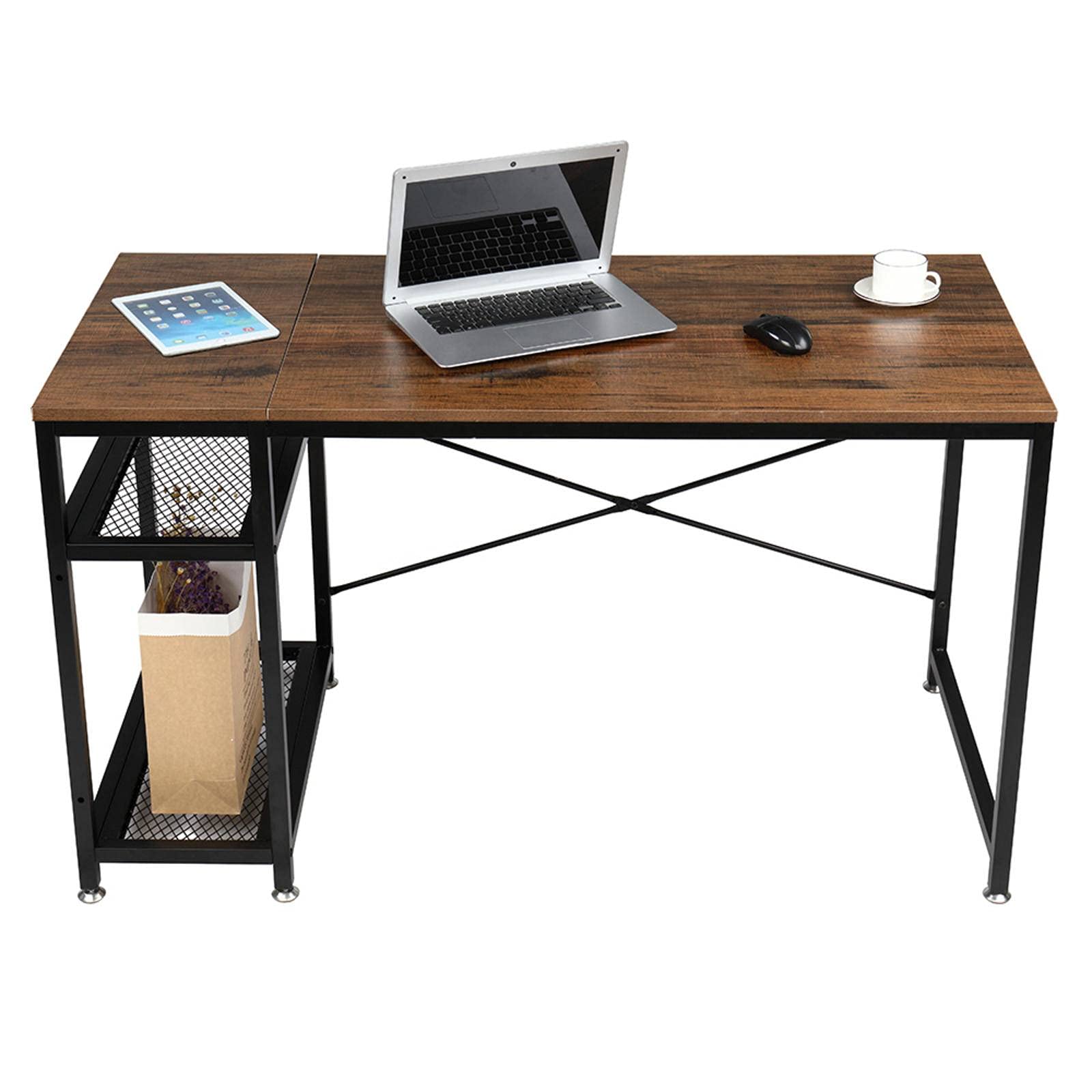 XULIANYI Modern Computer Desk with Storage Shelf - Sturdy Home Office Desk for Work & Study - Perfect for Small Spaces, Gaming & Remote Work Setup