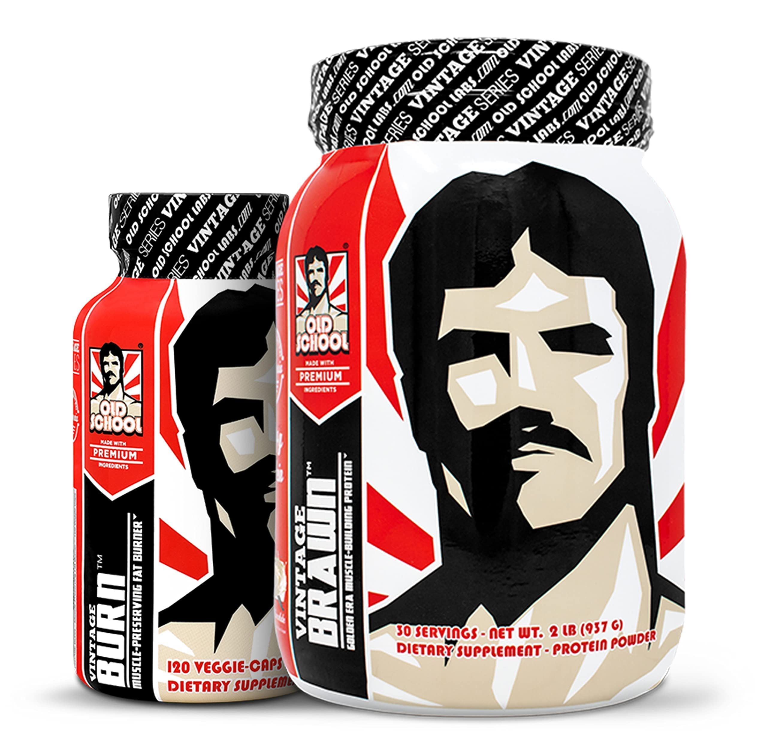 Old School Labs Vintage Burn & Vintage Brawn - Premium Fat Burner & Muscle Builder for Men & Women - Ideal for Home Gym, Weight Loss & Bodybuilding Workouts