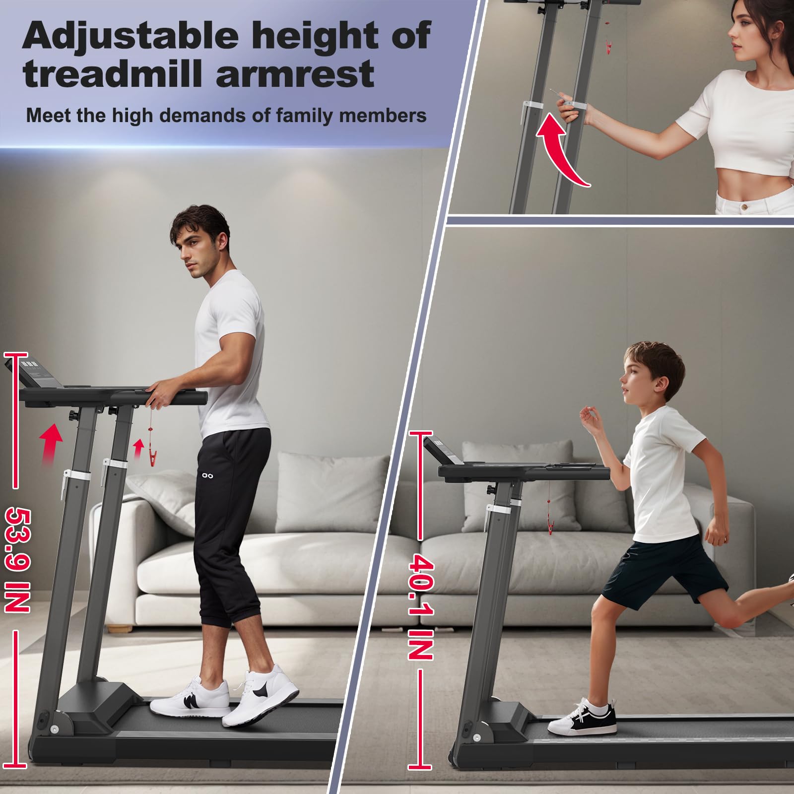 Foldable Treadmill for Home Use - 12 Adjustable Workout Programs, LCD Display, Wide Running Belt, Quiet Motor with Phone/Cup Holder & Safety Key - Under Desk Treadmill with Height Adjustment - Perfect for Small Spaces, Home Gym, Office Workouts & Apartment Fitness