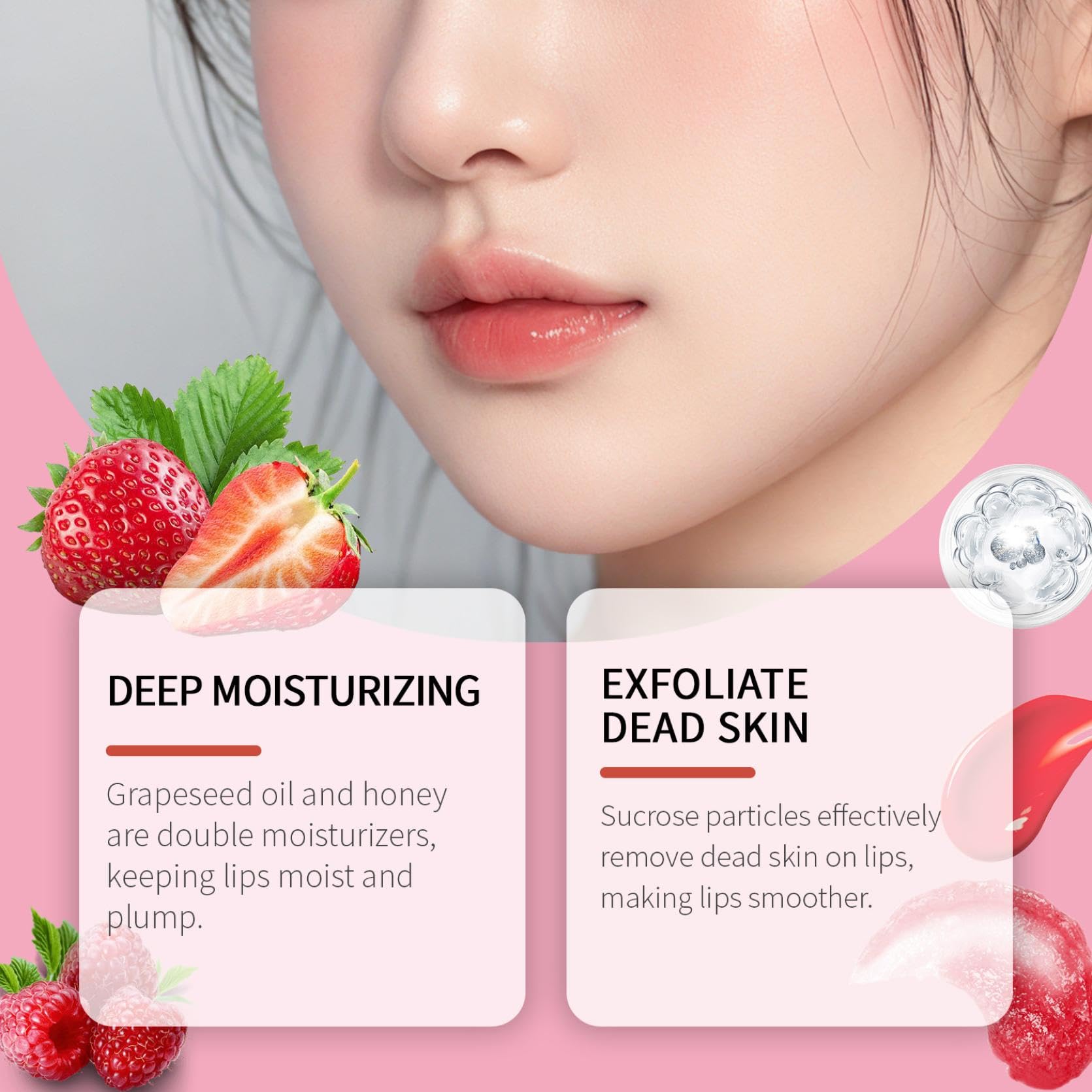 Exfoliating Lip Scrub & Hydrating Lip Mask Set - Overnight Lip Treatment for Dry, Cracked Lips with Vitamin C | Moisturizing & Nourishing Lip Care Kit | Perfect Christmas Gift for Women & Girls | Ideal for Nighttime Lip Care, Winter Lip Protection & Daily Hydration