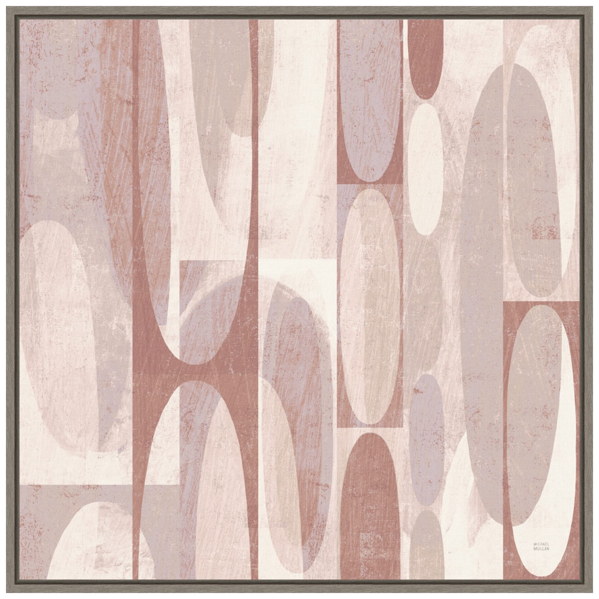 Michael Mullan Mod Pods Blush Framed Canvas Wall Art Print - 22x22 Inches, Sylvie Greywash Frame - Modern Home Decor for Living Room, Bedroom & Office