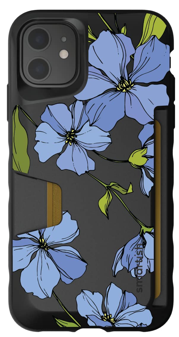 Smartish Blue Blossoms iPhone 11 Wallet Case - Slim Protective Credit Card Holder with RFID Protection | Perfect for Everyday Use, Travel & Business (Fits iPhone 11)