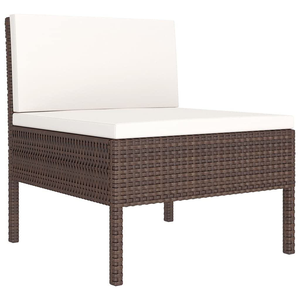 CHARMMA 3-Piece Brown Poly Rattan Patio Lounge Set with Cushions - Outdoor Furniture for Garden, Poolside & Backyard Relaxation (19.5kg)