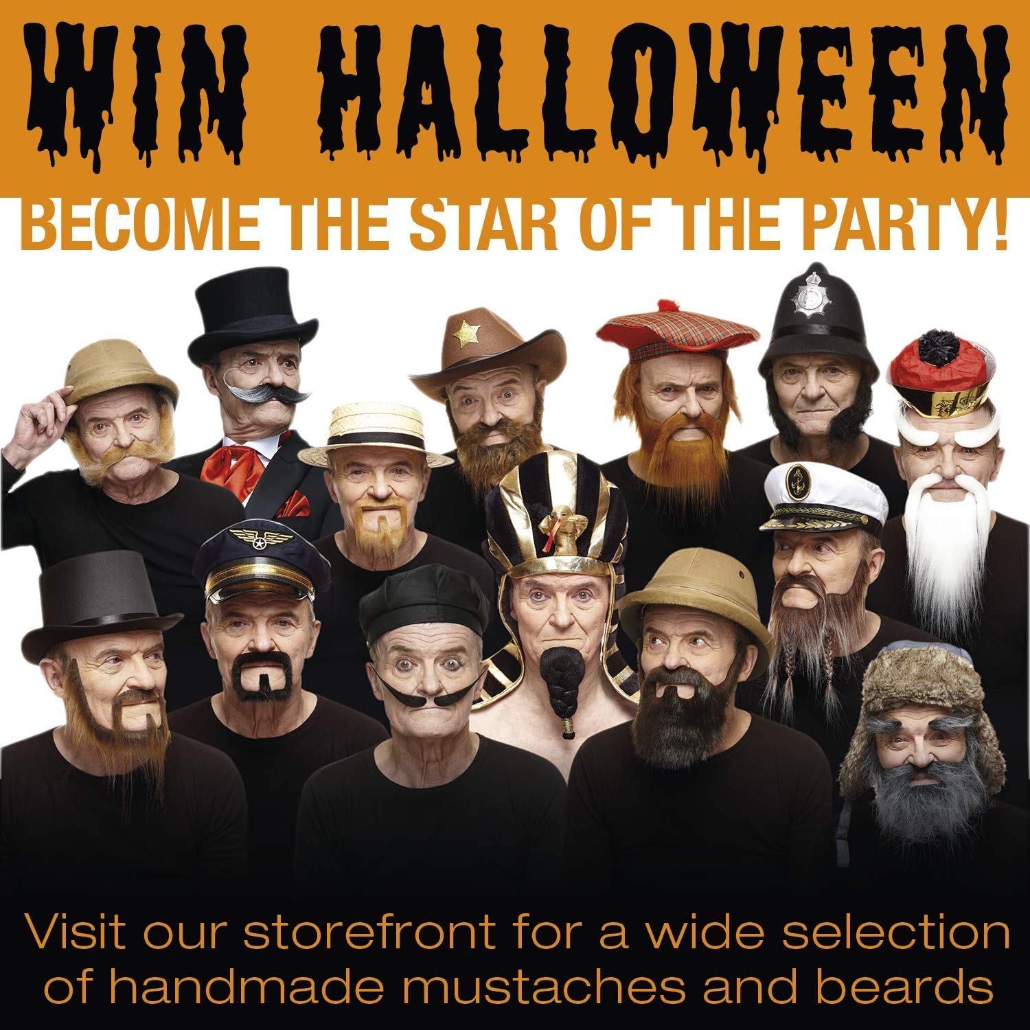 Self-Adhesive Fake Mustache & Beard - Novelty Costume Facial Hair for Adults - Realistic Brown Inmate Look - Perfect for Halloween, Cosplay & Themed Parties
