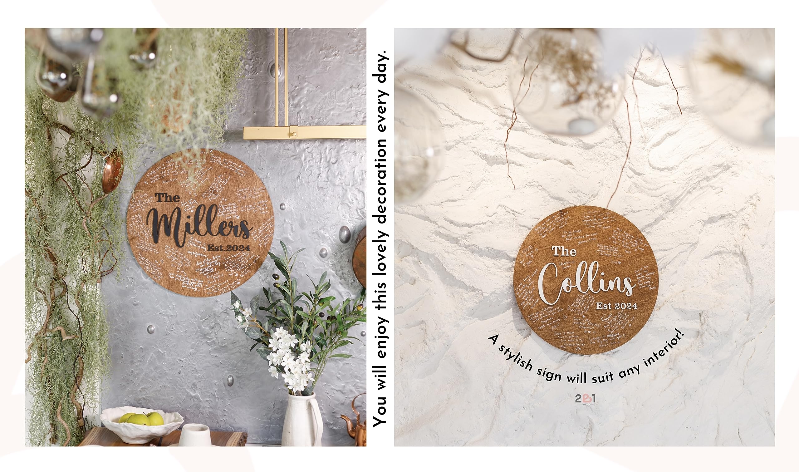 Personalized Wood Circle Wedding Guest Book Alternative - Rustic Wedding Sign for Reception & Ceremony Decor - Unique Bridal Shower Guest Book Sign (Perfect for Outdoor Weddings & Rustic-Themed Events)