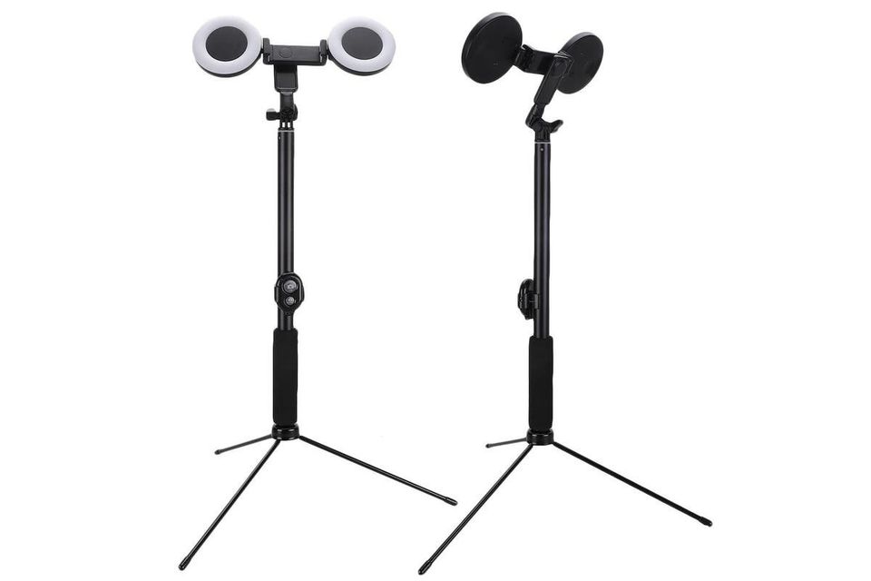 Dual LED Ring Light with 3-Level Brightness & Bluetooth Extendable Selfie Stick (67