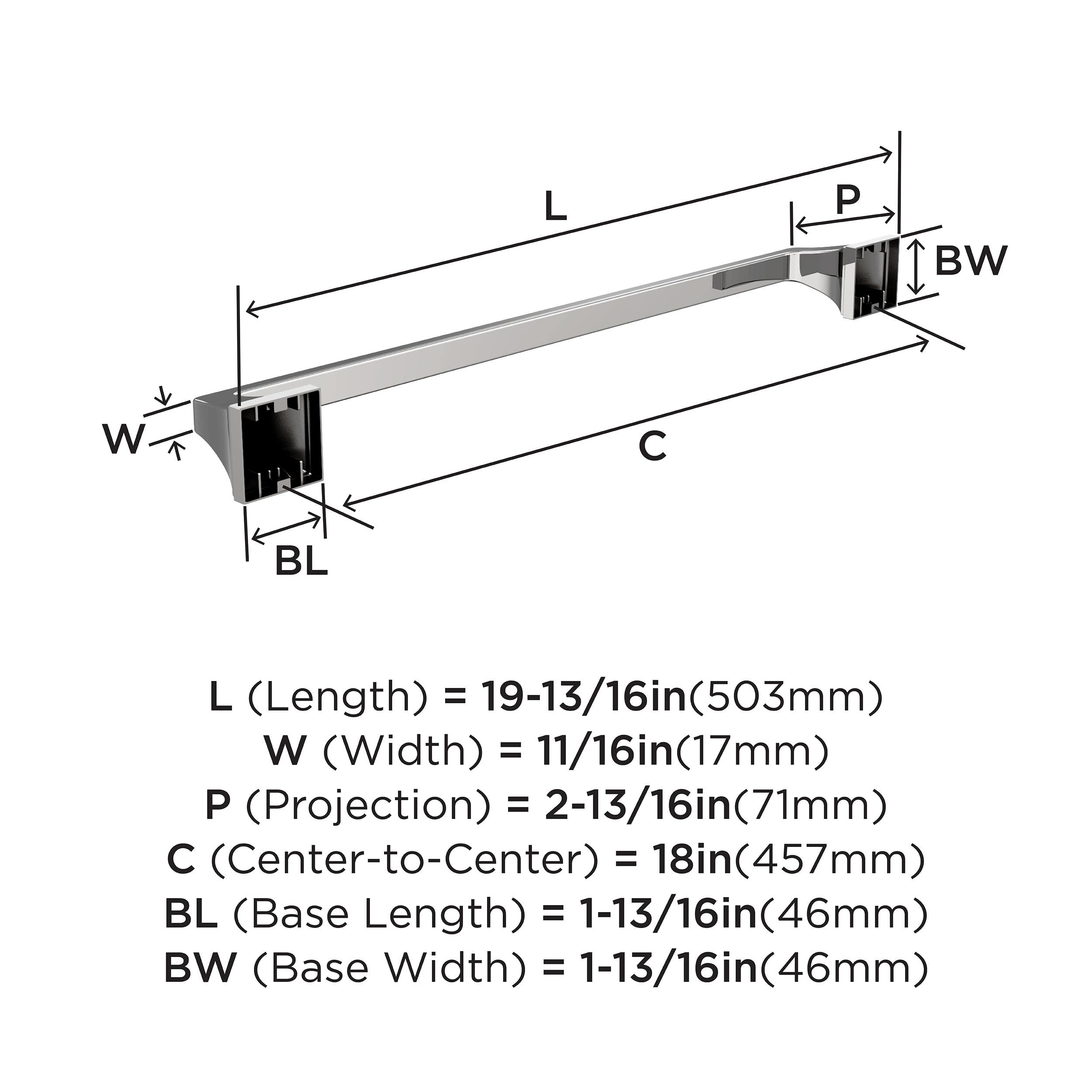 Amerock BH3602326 Chrome 18-Inch Towel Bar - Bathroom Towel Rack Holder for Showers & Powder Rooms | Mulholland Collection Bath Hardware Accessories | Durable & Stylish Bathroom Organizer