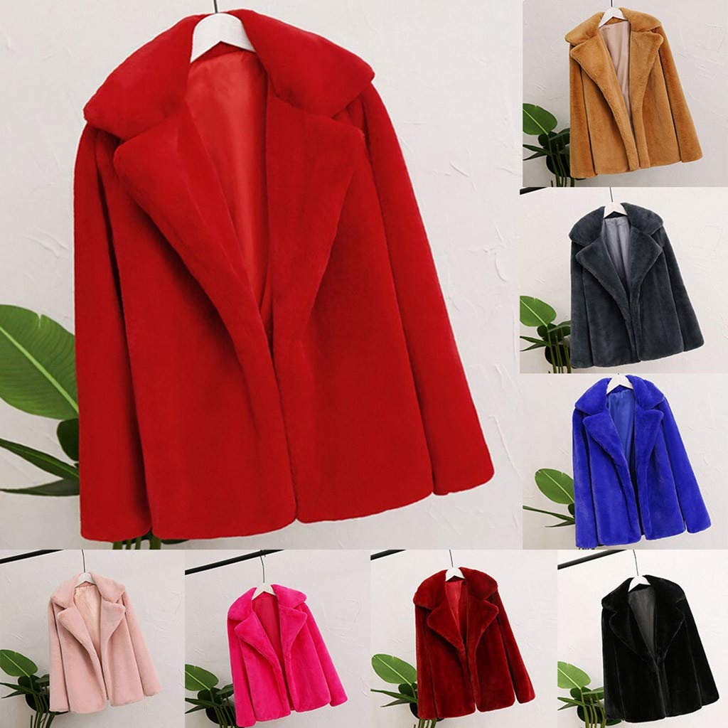 Women's Winter Fleece Jacket - Warm Thick Faux Fur Coat with Solid Color, Cozy Cardigan Style for Outdoor Activities and Casual Wear