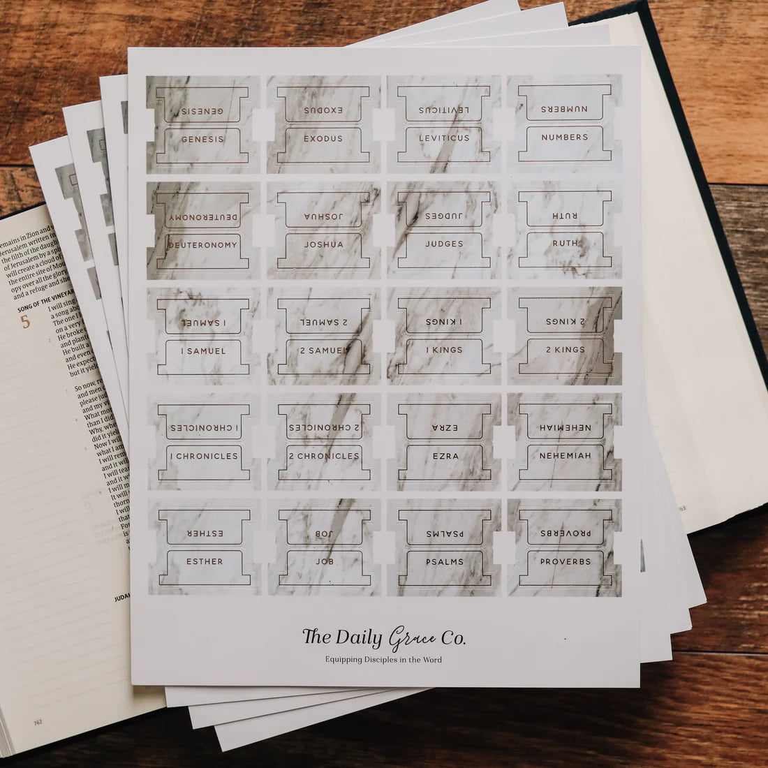 Marble Bible Tabs - Premium Self-Adhesive Index Tabs for Bible Study & Scripture Organization - Perfect for Church, Bible Journaling & Gift Giving