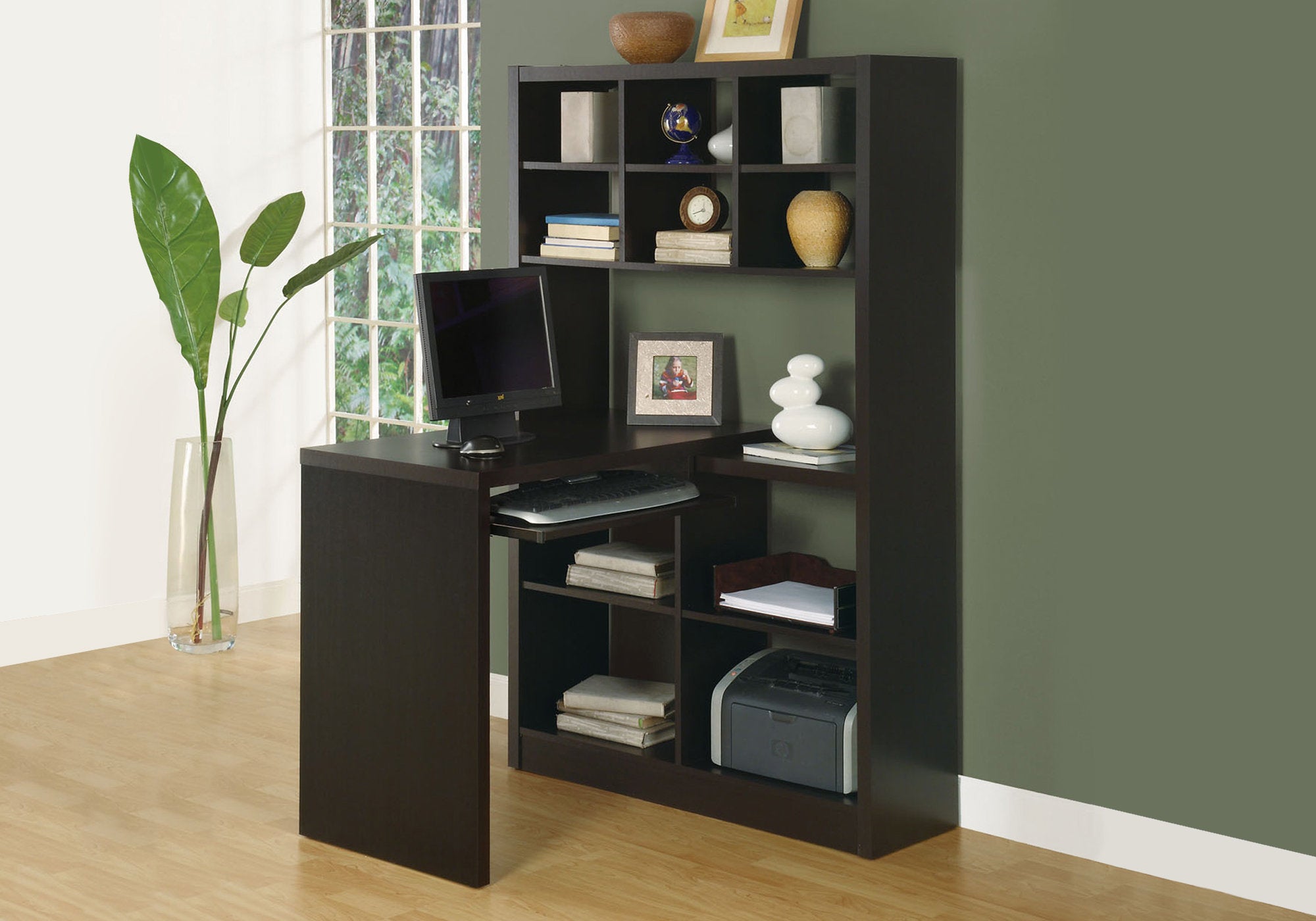 Office Series Espresso Left or Right Facing Corner Desk - Perfect for Home Office & Small Workspace
