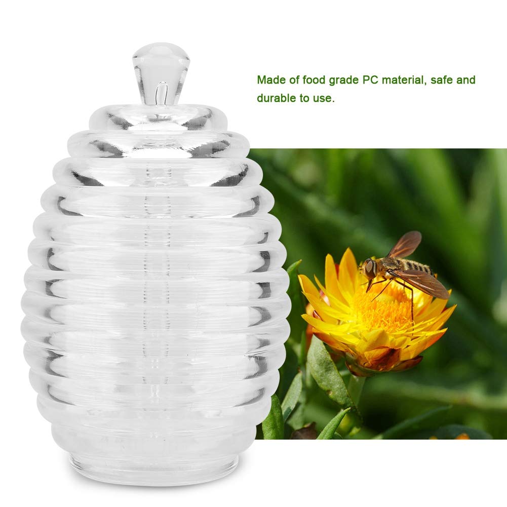 Premium Glass Honey Jar with Lid - 265ml Beehive Honey Pot with Dipper - Food Grade Honey Storage Container for Kitchen, Tea, Breakfast & Gift Giving
