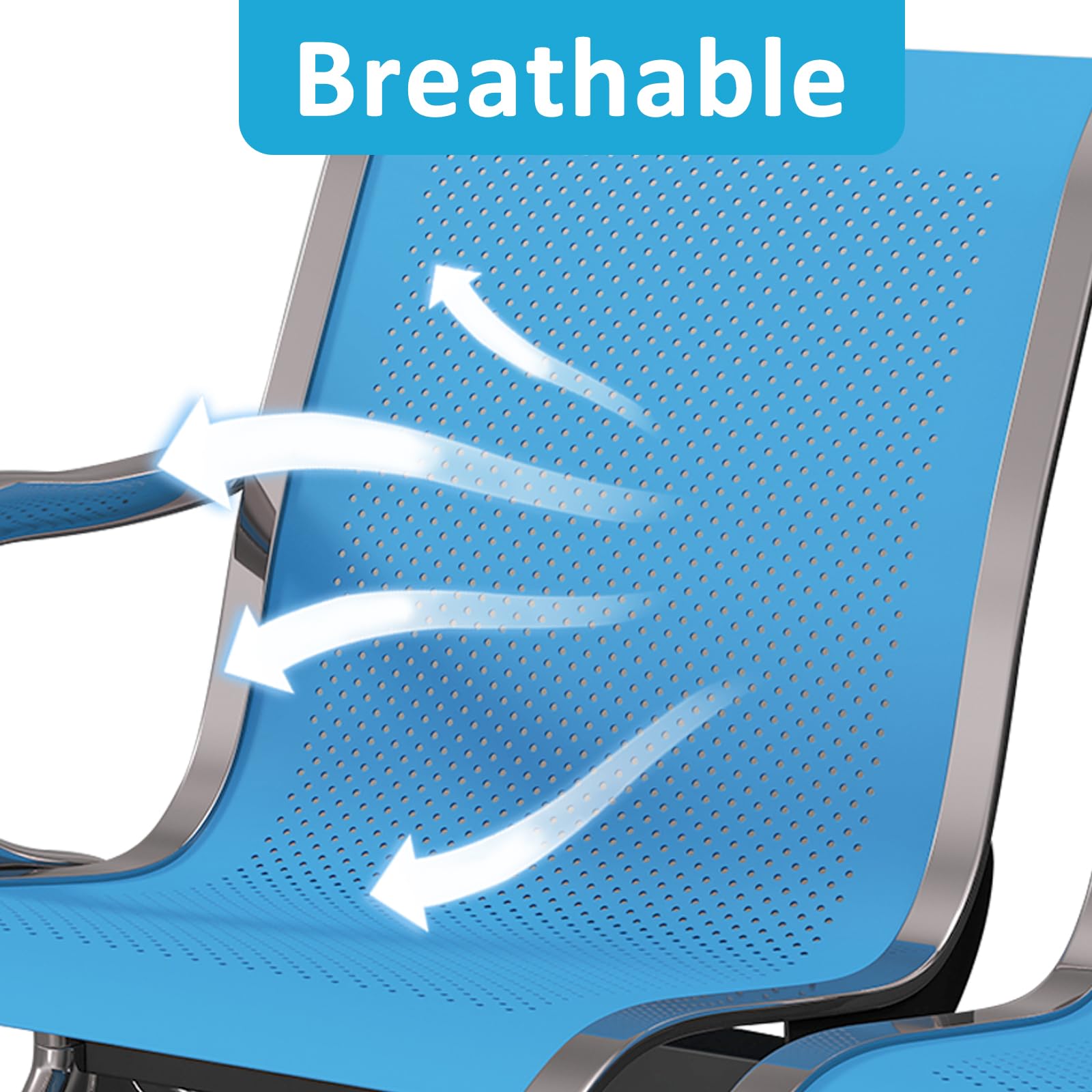 Peach Tree Reception Chair - 3-Seat Waiting Room Bench with Arms for Office, Hospital, Airport & Business - Durable Guest Salon Furniture in Blue | Perfect for Lobbies, Waiting Areas & Commercial Spaces