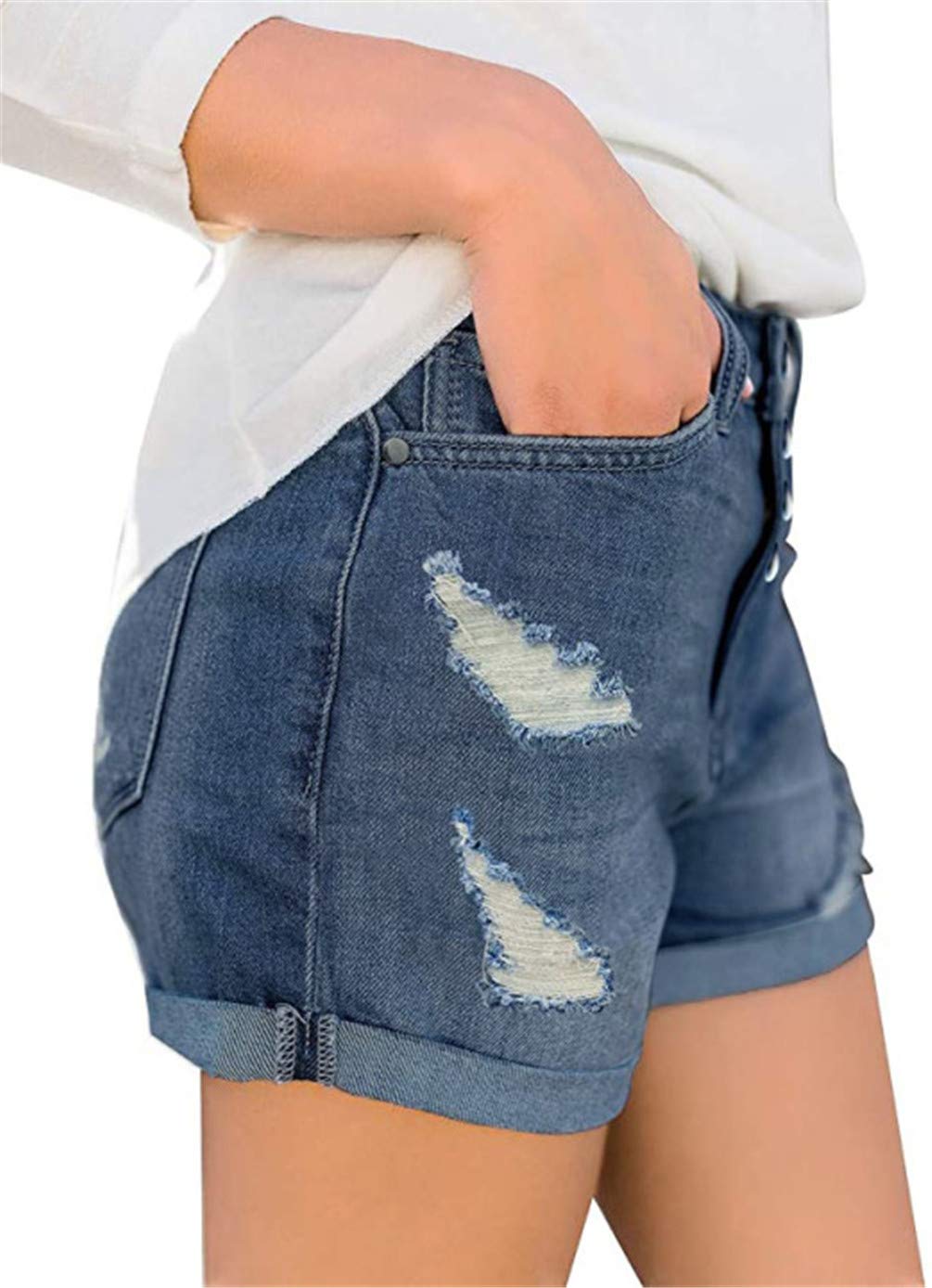 MODARANI Women's Ripped Distressed Denim Shorts - High Waisted Cut Off Jean Shorts for Summer | Perfect for Beach, Casual Outfits & Street Style