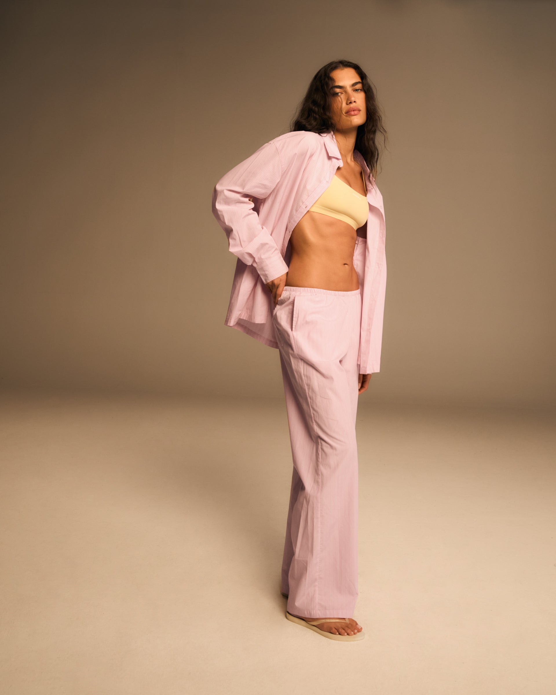 Soft Cotton Striped Pull-On Pants for Women - Pink & White Comfy Lounge Pants | Perfect for Yoga, Home Wear & Casual Outfits