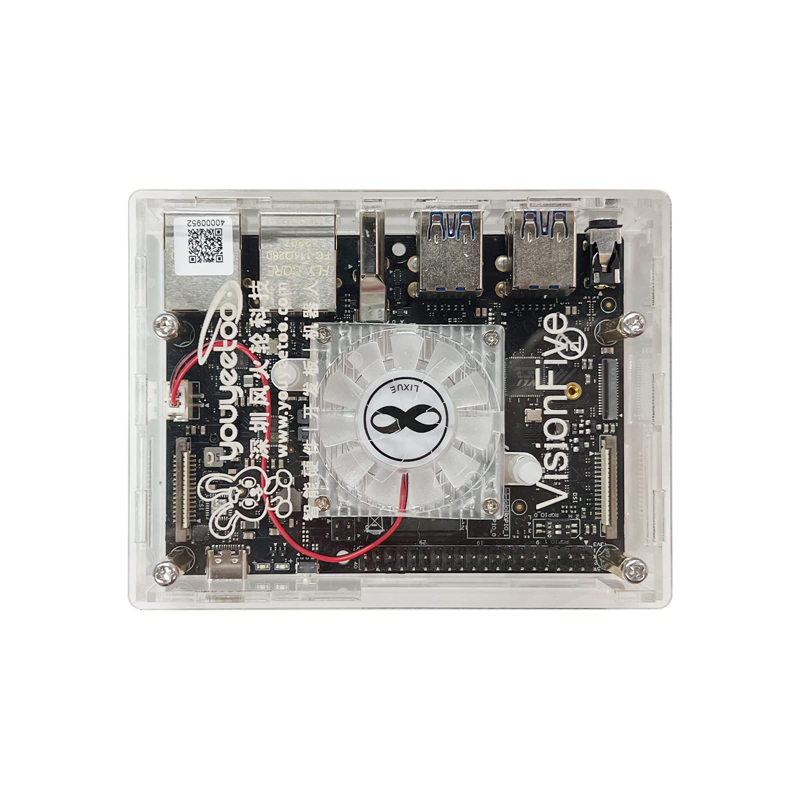 WayPonDEV Acrylic Case for VisionFive2 RISC-V Linux Single Board Computer with Heat Sink - Protective Cover for DIY Projects, Home Automation & IoT Development
