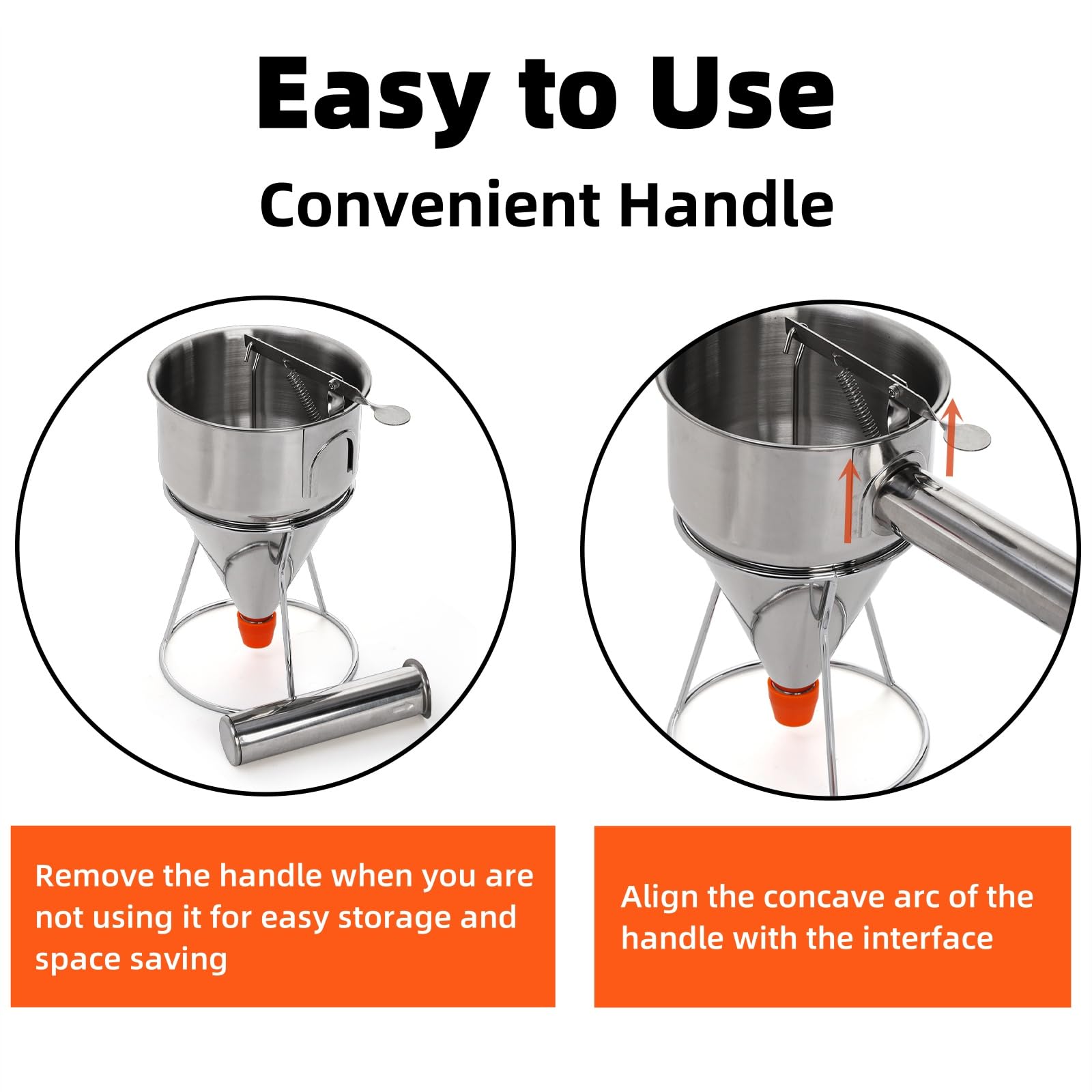 40 Oz Stainless Steel Pancake Batter Dispenser with Stand - 4 Caliber Funnel Cake Maker for Pancakes, Waffles, Muffins & Baked Goods | Perfect for Breakfast, Desserts & Commercial Kitchen Use