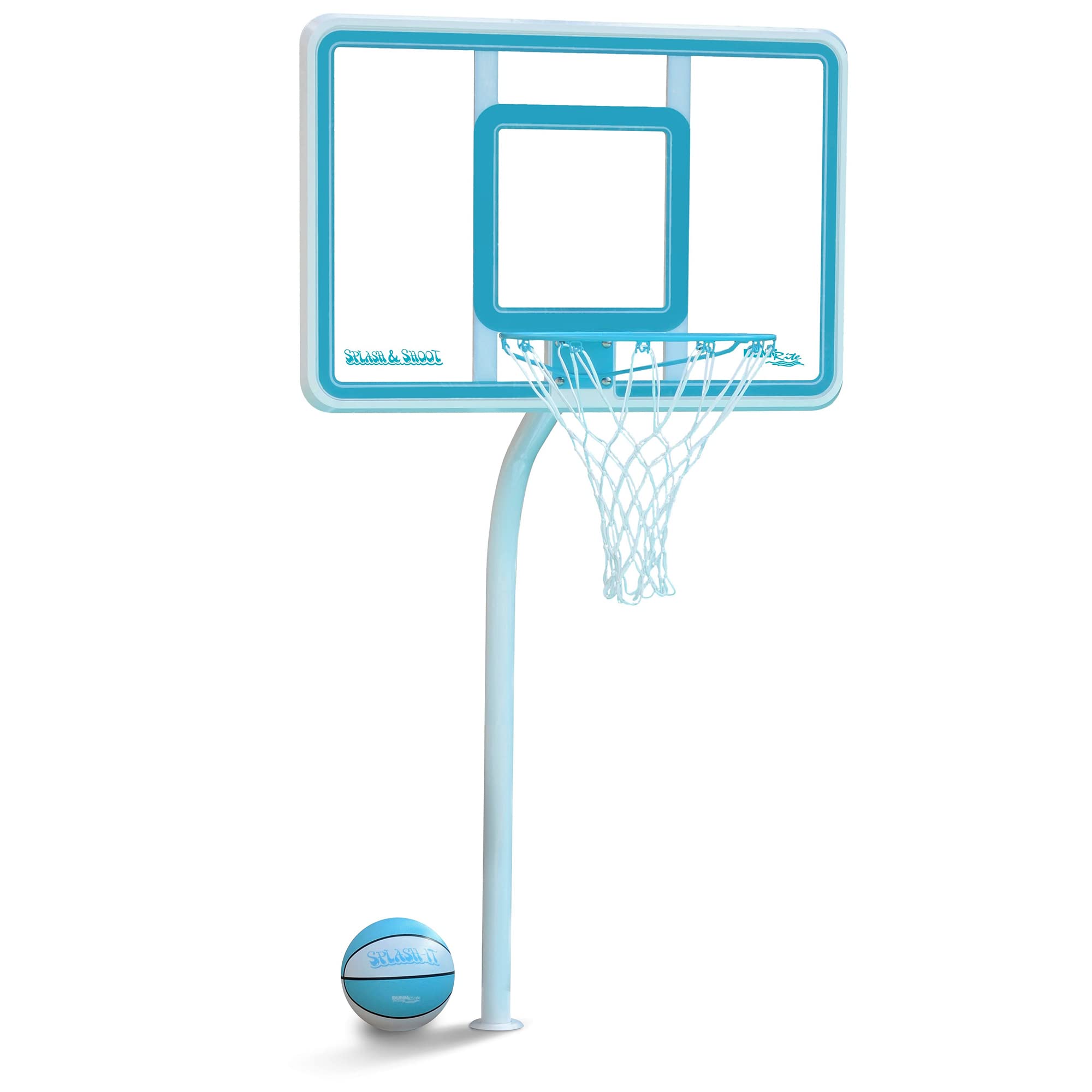 Dunn-Rite Products Adjustable Deck-Mounted Basketball Hoop Set for Poolside & Backyard - White or Clear Options - Perfect for Outdoor Family Fun & Pool Games