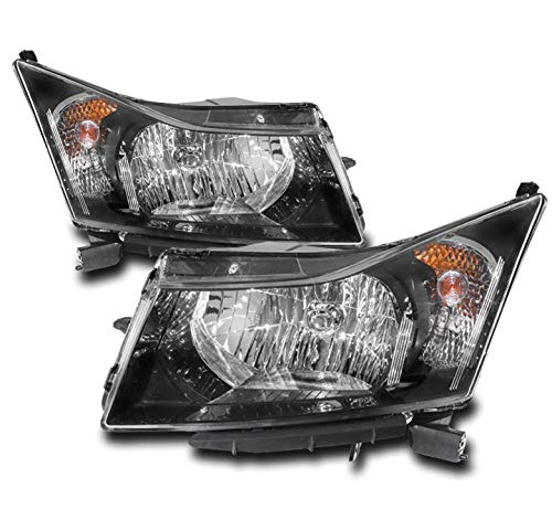 Black Replacement Headlights Compatible with 2011-2015 Chevy Cruze & 2016 Cruze Limited - Durable LED Headlamps for Night Driving & Foggy Conditions