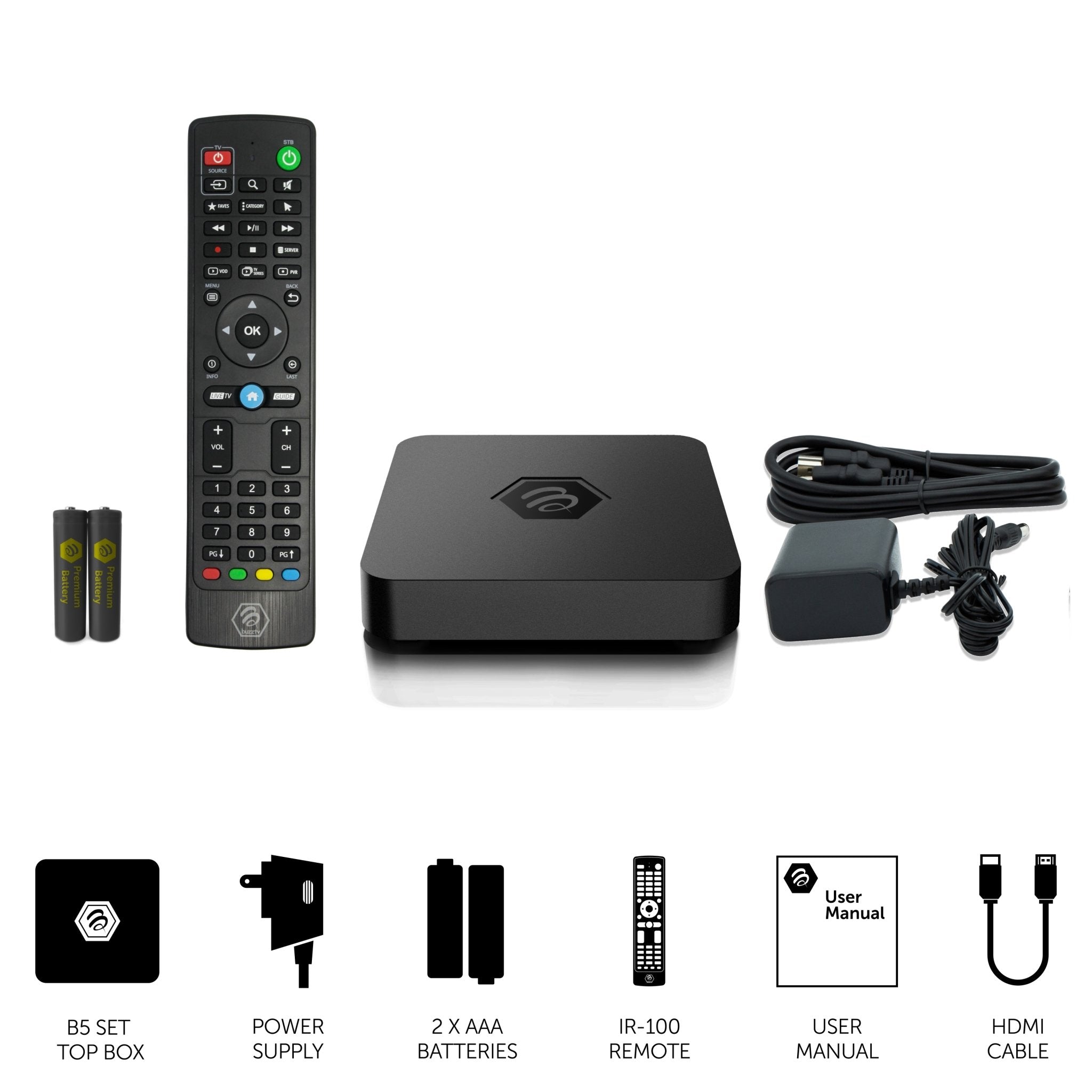 BuzzTV B5 Android TV Box - 4K Ultra HD Streaming Media Player with HDR, 2GB RAM, 16GB Storage, Dual-Band WiFi - Perfect for Home Entertainment & Smart TV Upgrade