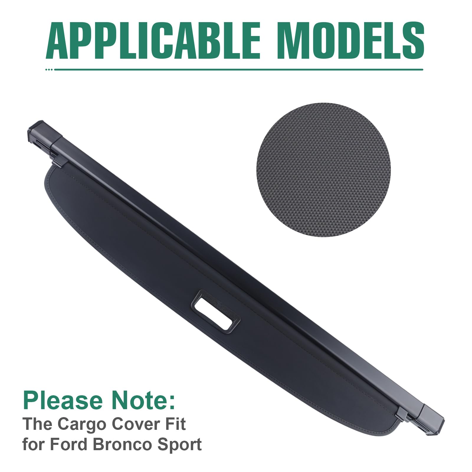 2021-2025 Ford Bronco Sport Waterproof Retractable Cargo Cover - Black Rear Trunk Security Shade for Storage Protection | Perfect for Road Trips, Camping & Outdoor Adventures