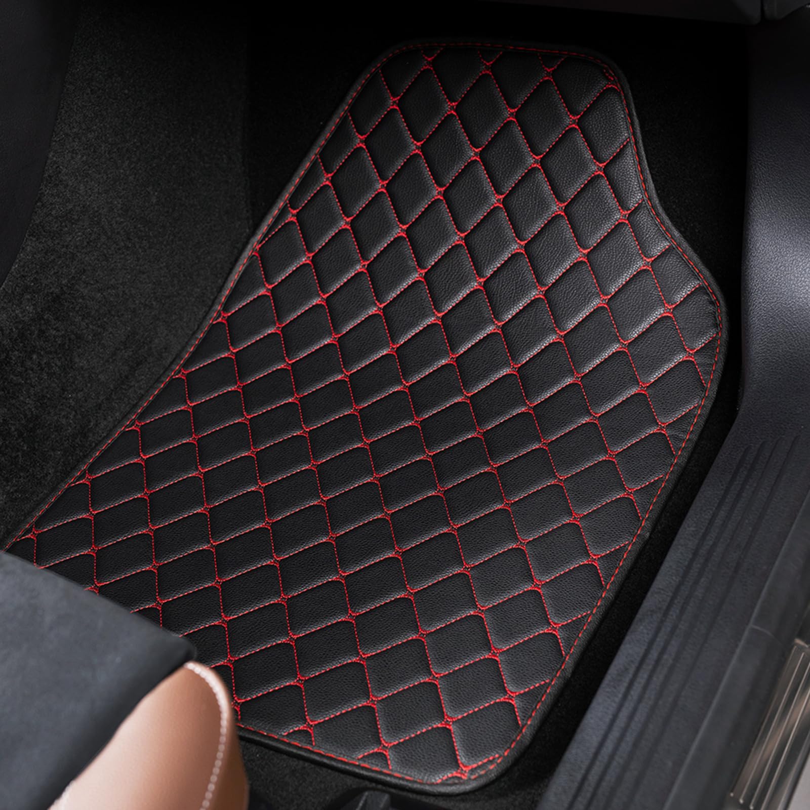 Premium All-Weather Luxury Leather Car Mats - Universal Fit for Cars, SUVs, Vans & Trucks | Waterproof & Durable Floor Mats for Year-Round Protection & Comfort | Perfect for Daily Commute, Road Trips & Family Adventures