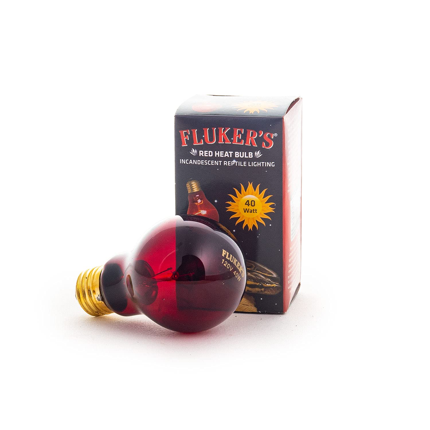 Fluker's 40W Incandescent Red Heat Bulb for Reptiles - Ideal for Nighttime Heating in Terrariums & Reptile Habitats