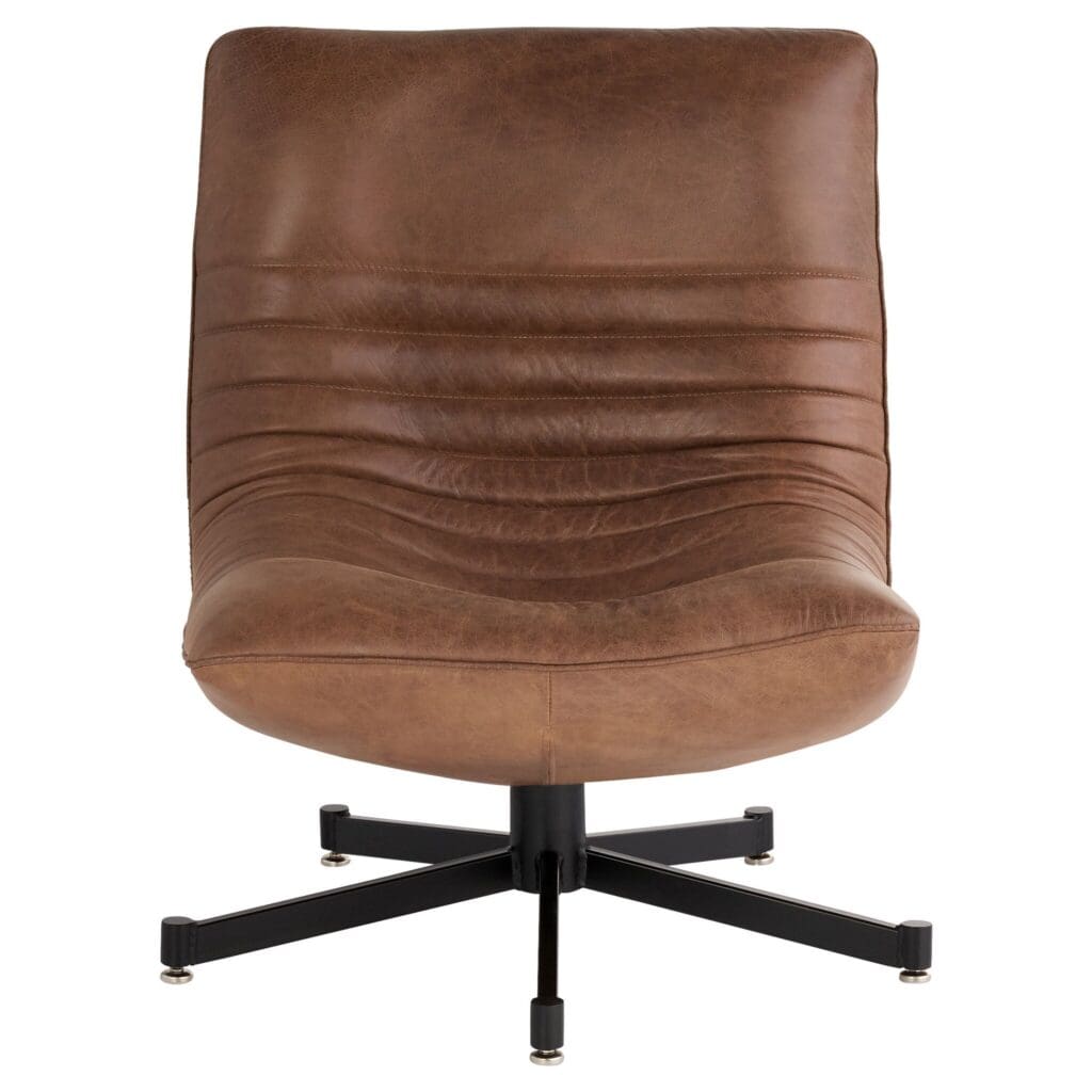 Cyan Design 11805 Eduarda Arm Chair in Medium Brown Distressed Leather - Elegant Living Room Accent Chair for Home Office or Reading Nook