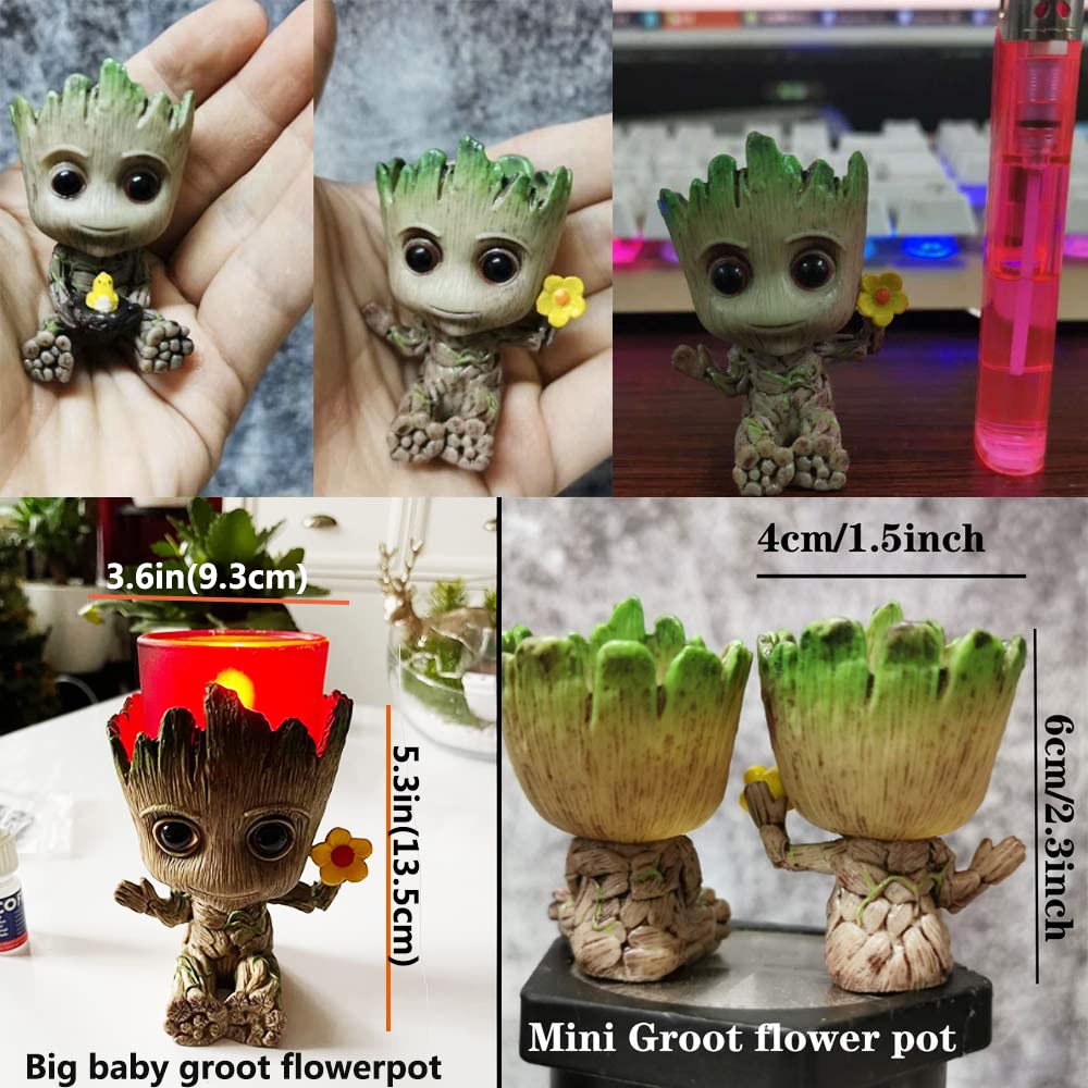 Face Planters Pots - Cute Succulent & Flower Head Planter with Drainage Hole - Perfect for Home, Garden, Office Decor - Great Gift Idea for Plant Lovers (Groot Style)